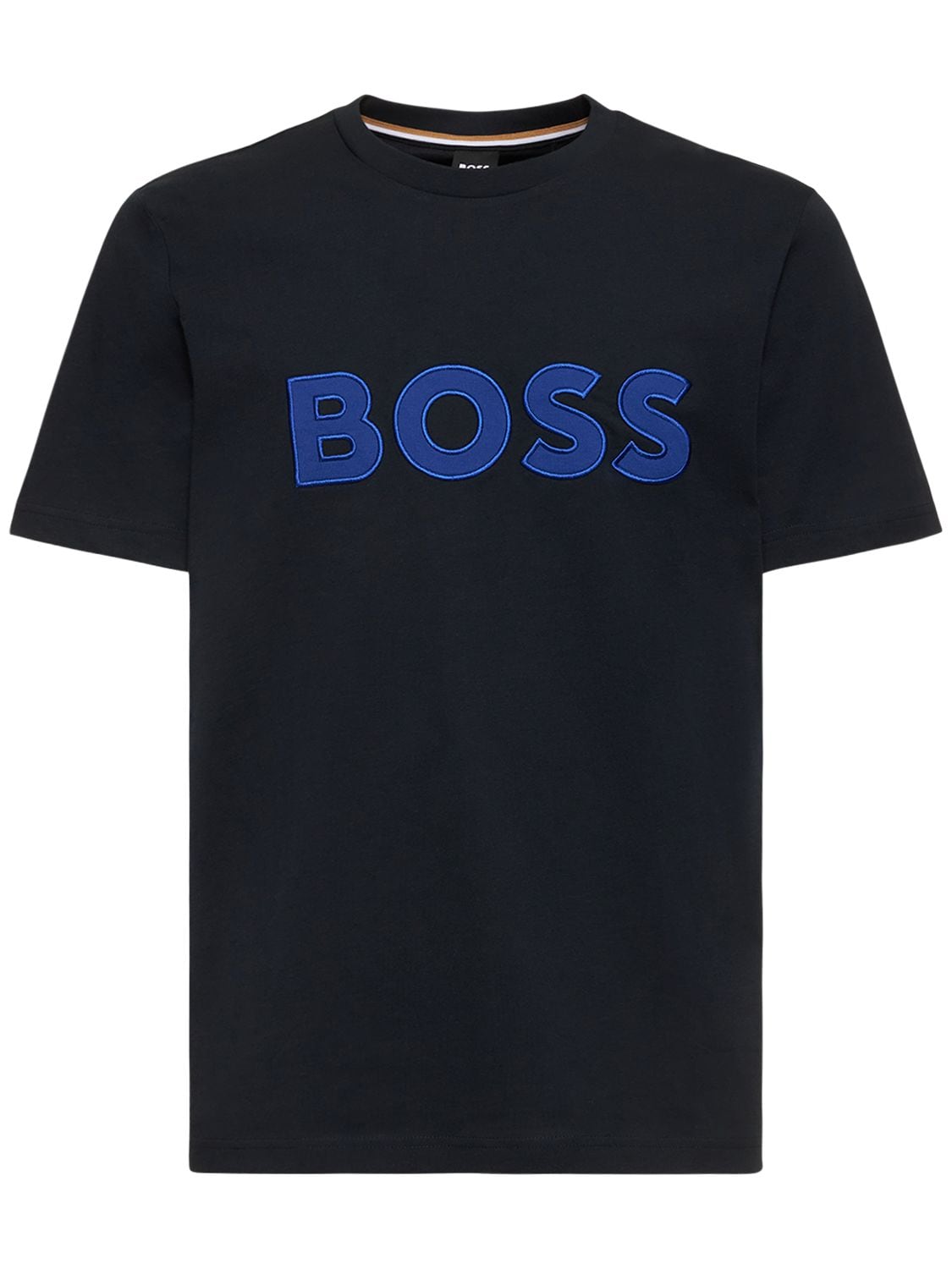 Hugo Boss Tiburt Logo棉质平纹针织t恤 In Dark Blue