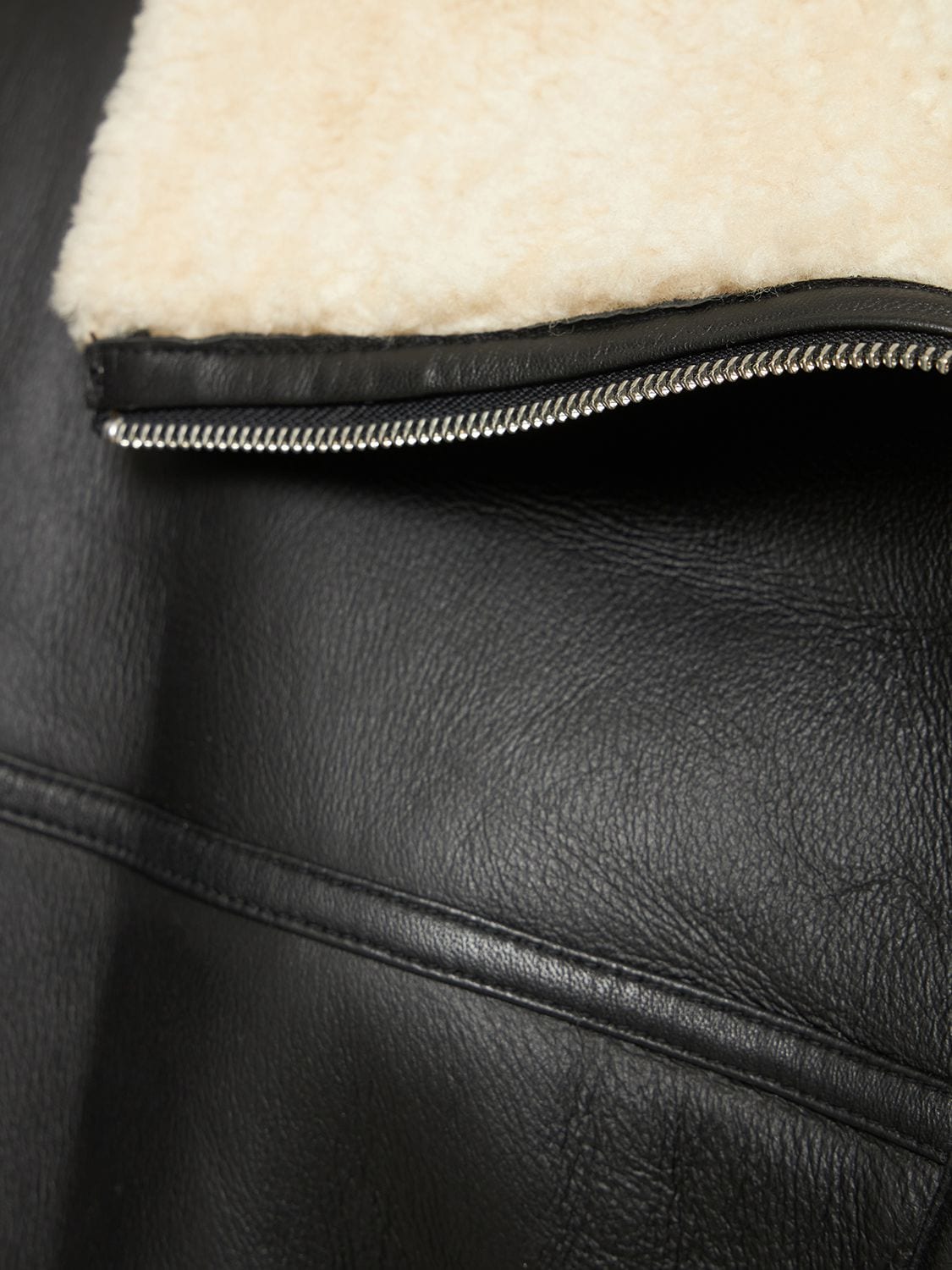 Shop Totême Signature Shearling Zip Coat In Black,white