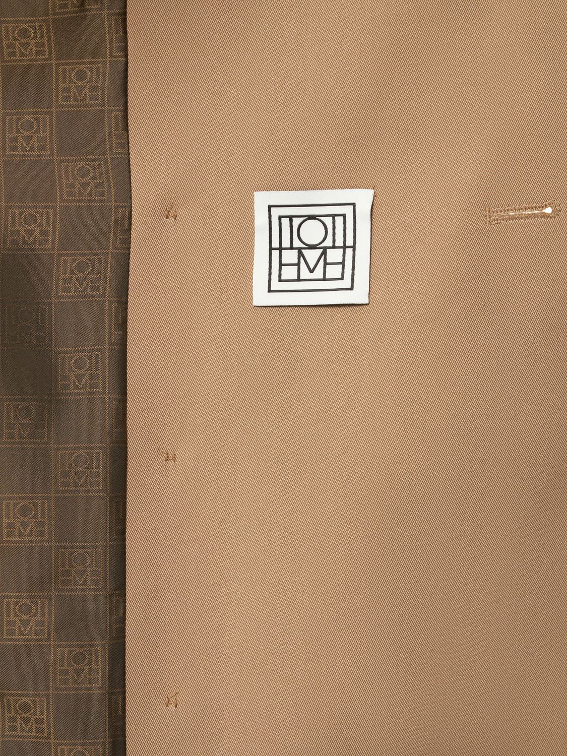 Shop Totême Signature Cotton Blend Long Trench Coat In Beige