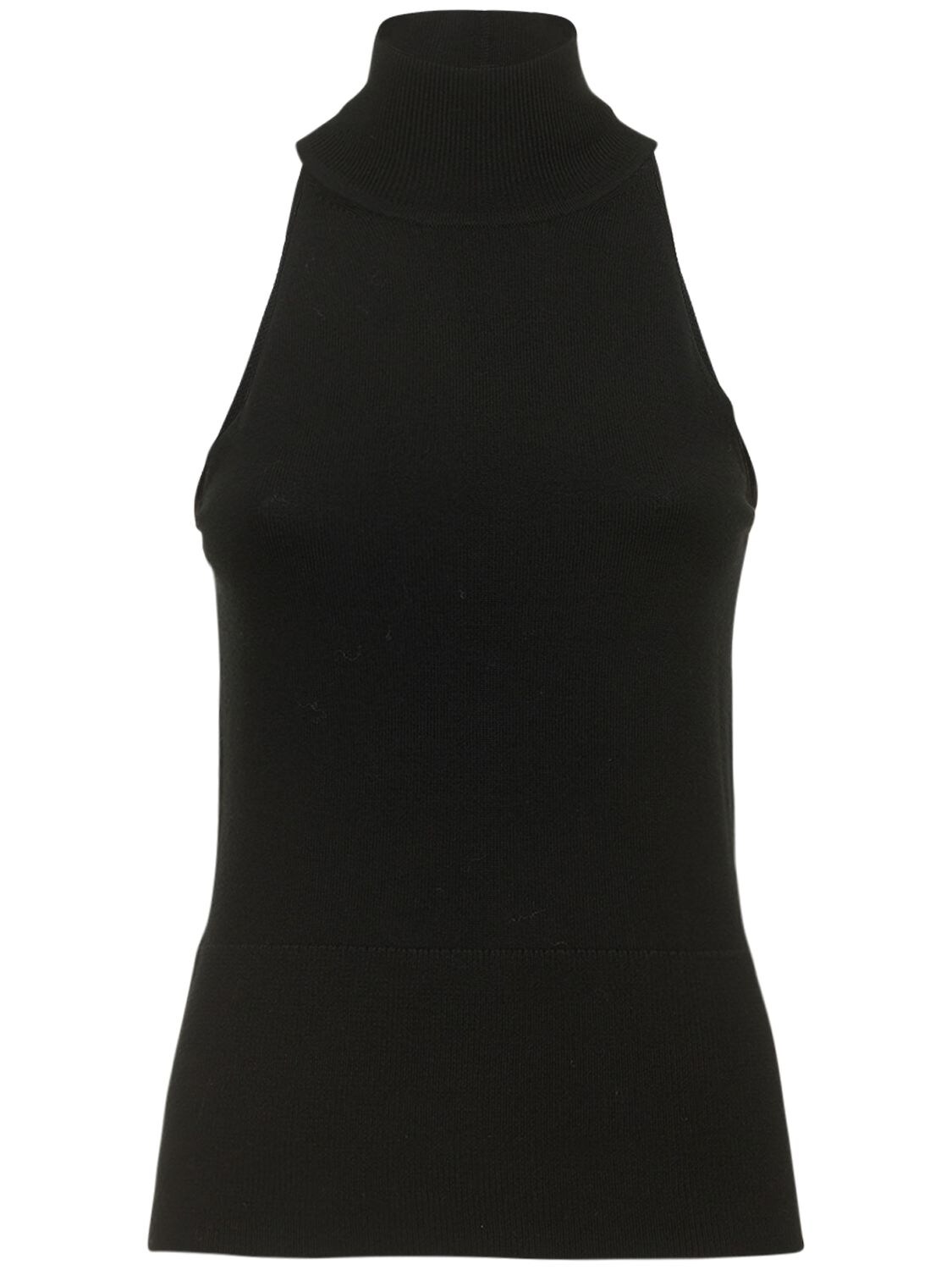 TOTÊME RIBBED NECK WOOL TOP