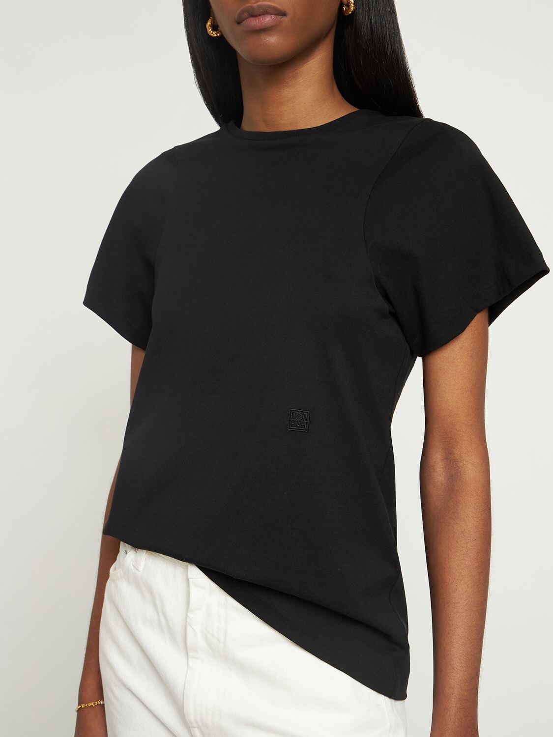 Shop Totême Curved Seam Cotton T-shirt In Black