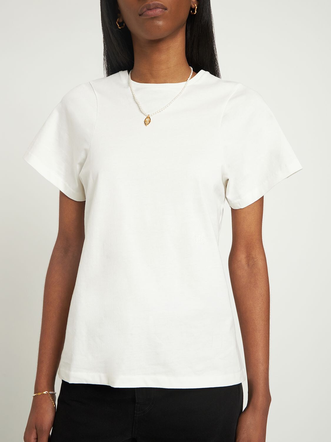 Shop Totême Curved Seam Cotton T-shirt In White