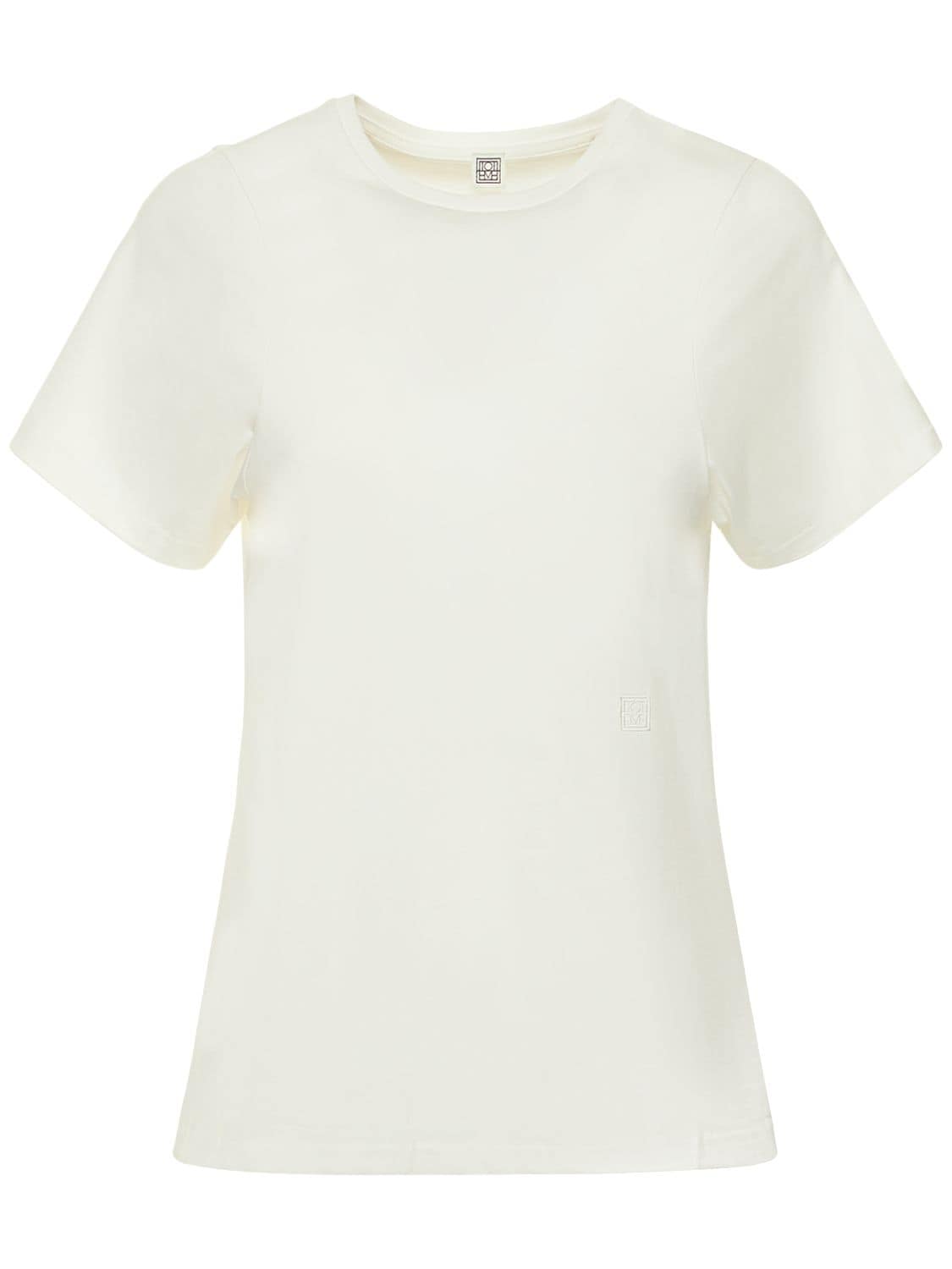 Shop Totême Curved Seam Cotton T-shirt In White