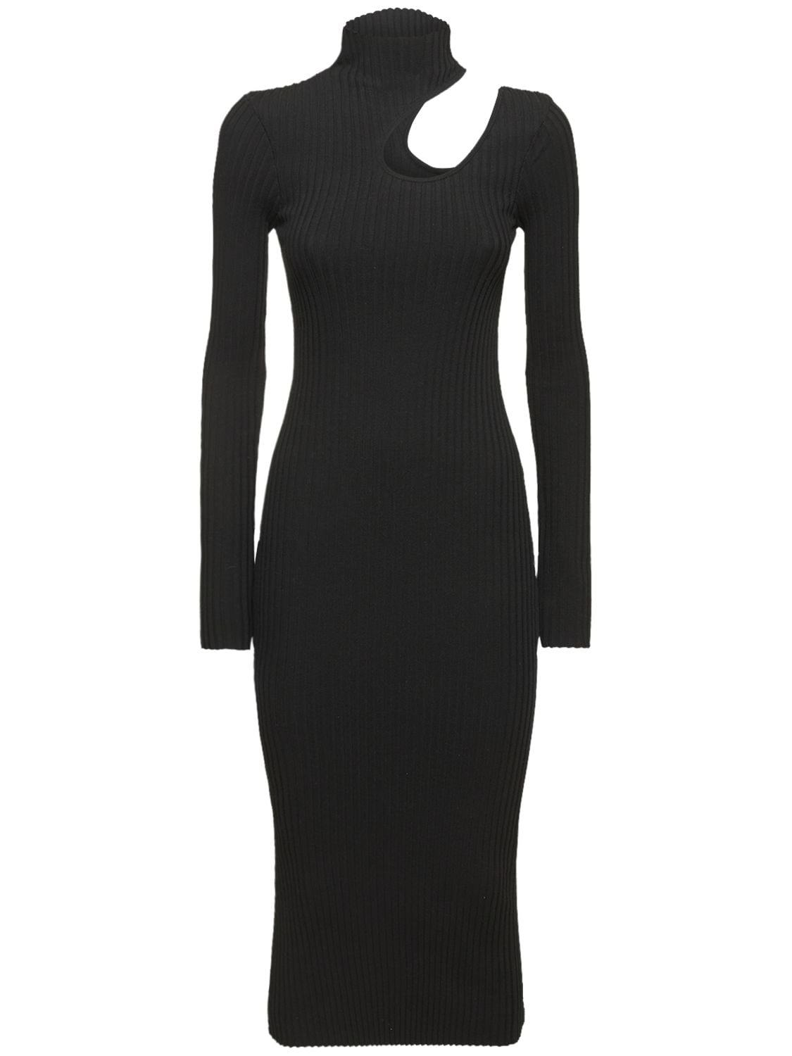 ANINE BING - Victoria rib knit cutout midi dress - Black | Luisaviaroma
