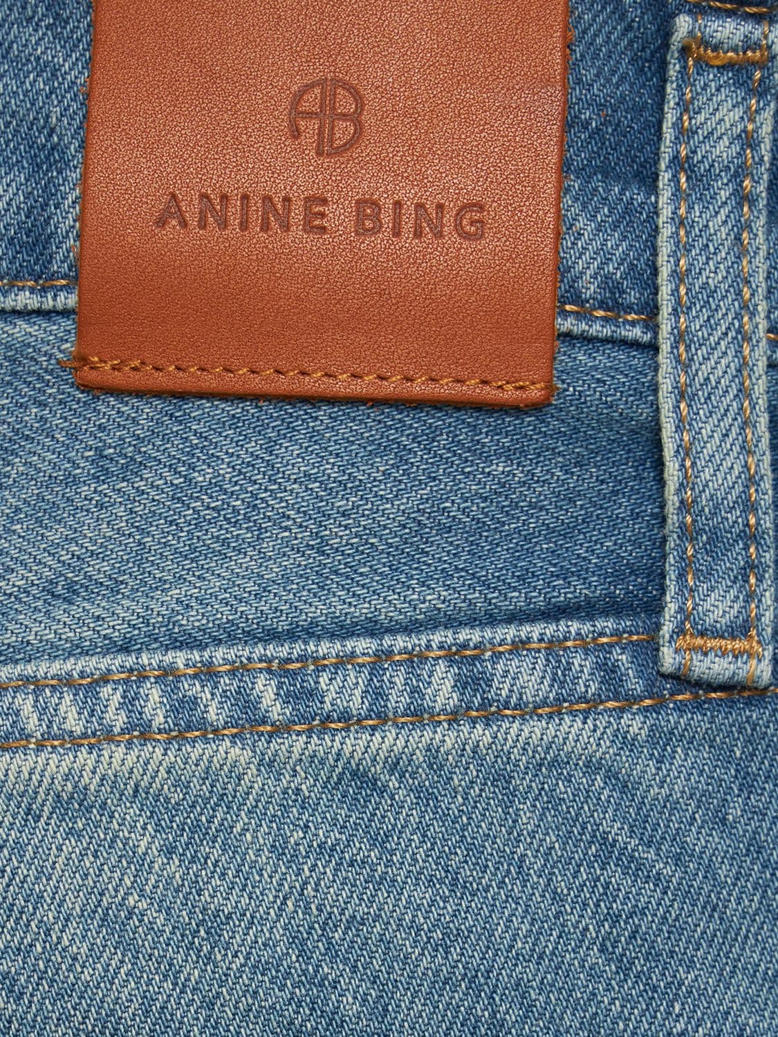 Shop Anine Bing Roy Cotton Denim Straight Jeans In Blue