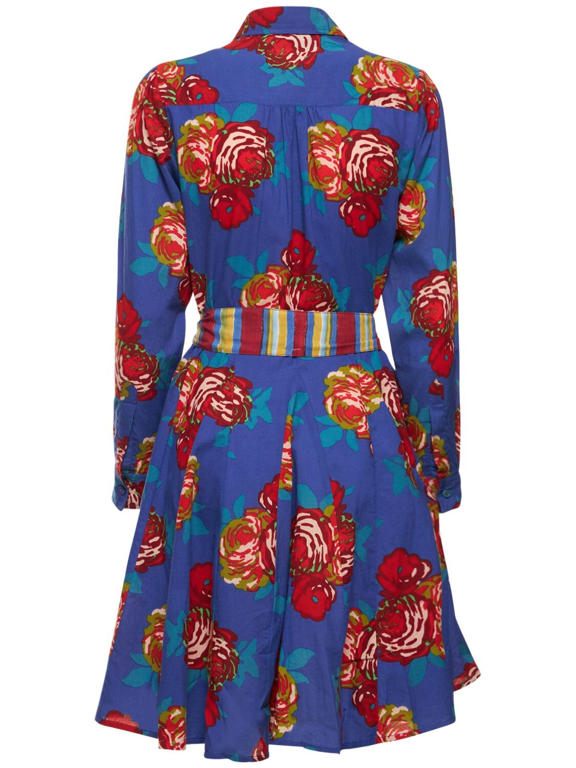 Lisa Corti Datura Printed Cotton Mini Dress In Blue,multi