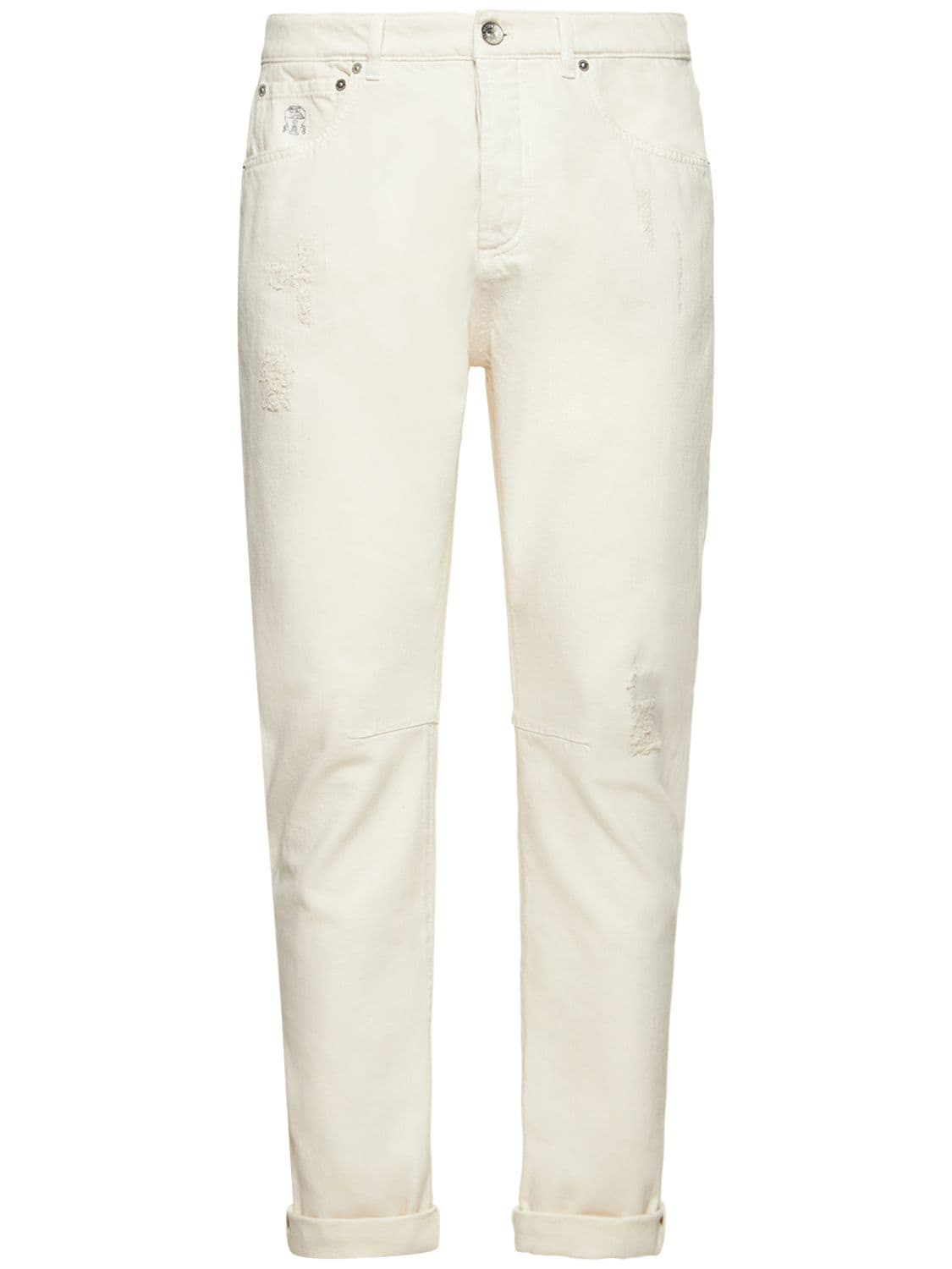 Shop Brunello Cucinelli Dyed Denim Jeans In Off White
