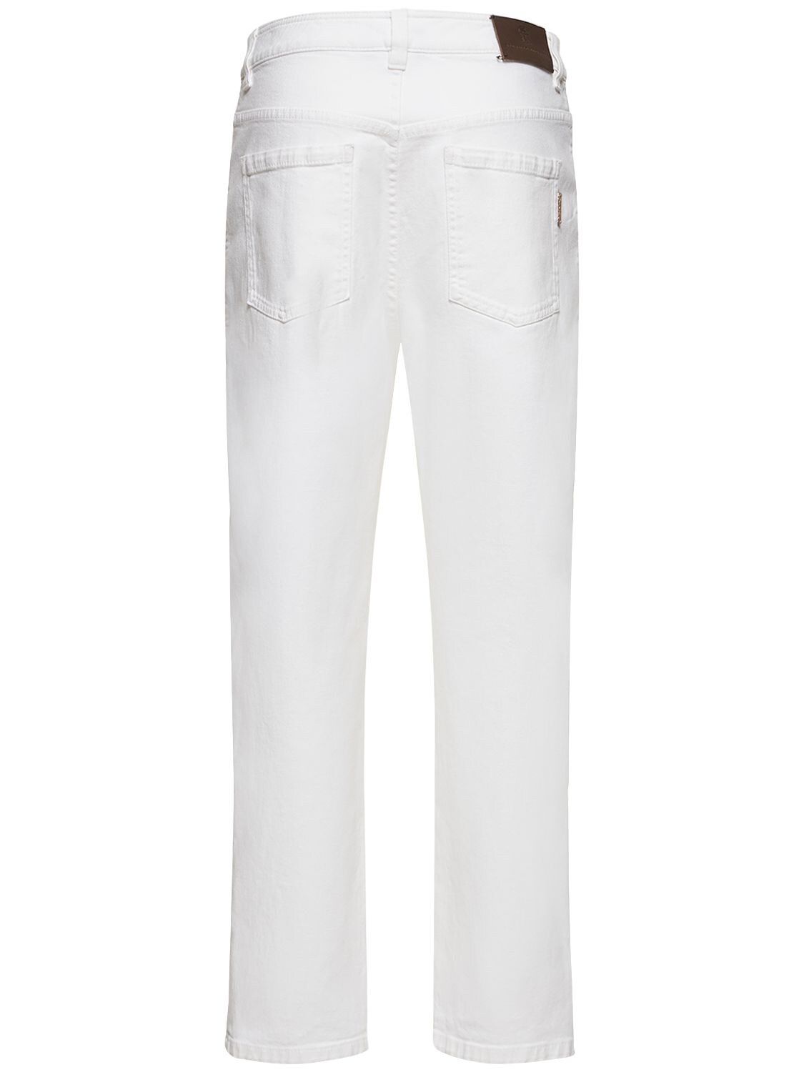 Shop Brunello Cucinelli Denim Mid Rise Straight Jeans In White