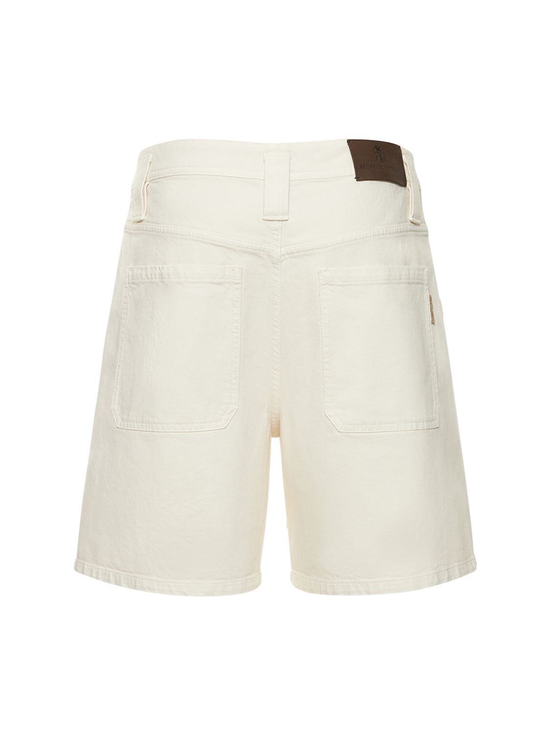 Brunello Cucinelli Cotton Denim Low Rise Wrapped Shorts In Ecru