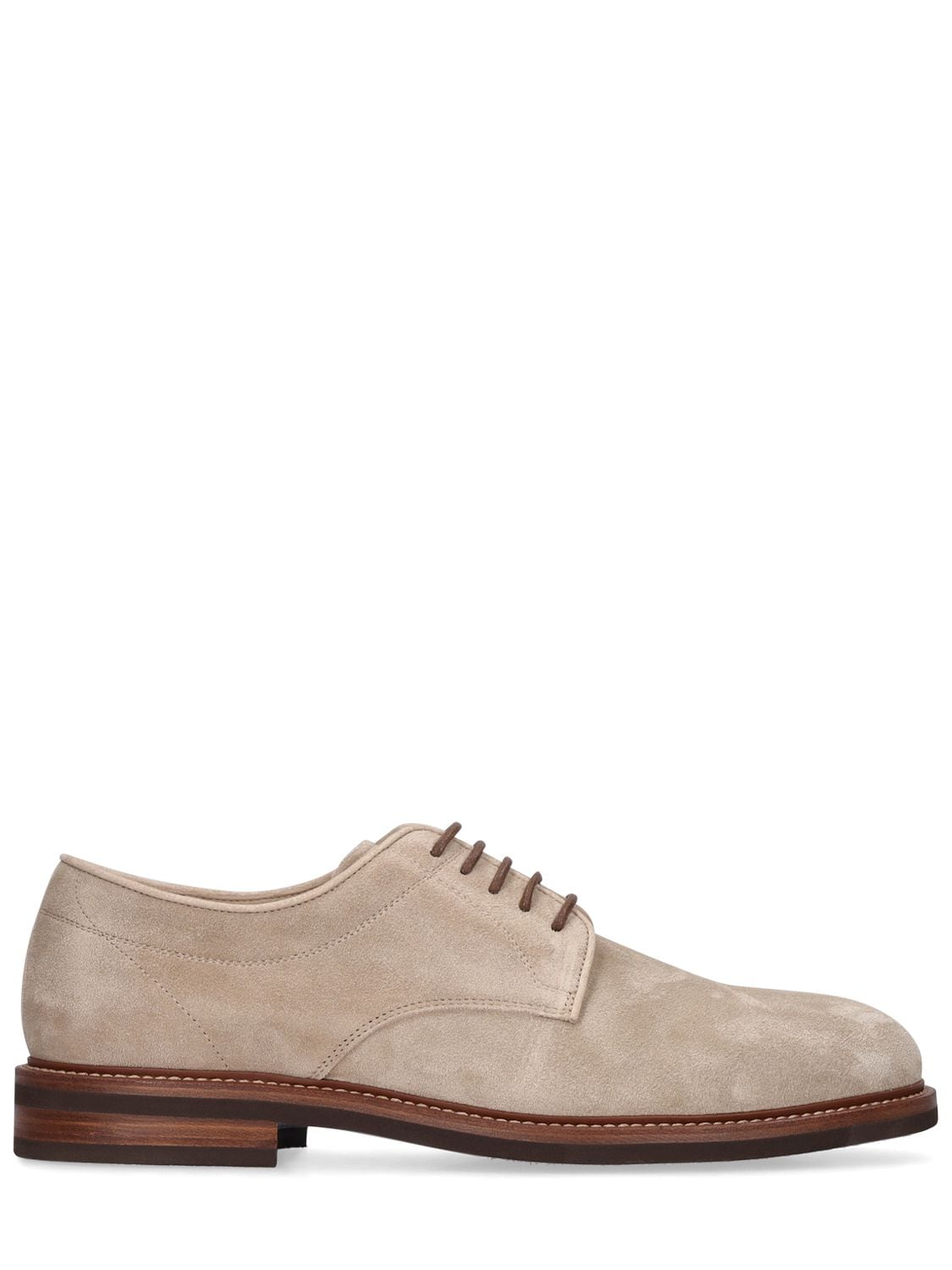 Brunello Cucinelli Suede Lace-up Shoes In Stone | ModeSens