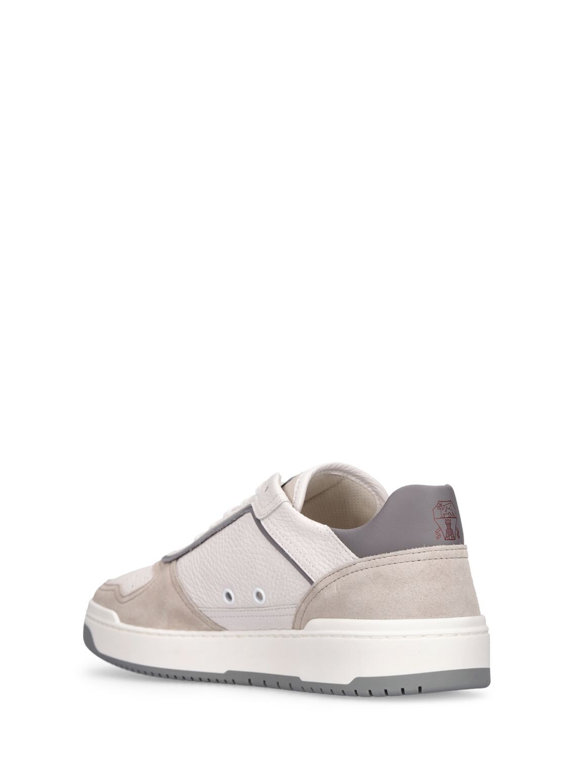 Brunello Cucinelli Suede-Trimmed Full-Grain Leather Sneakers - Men - White Suede Shoes - EU 42.5