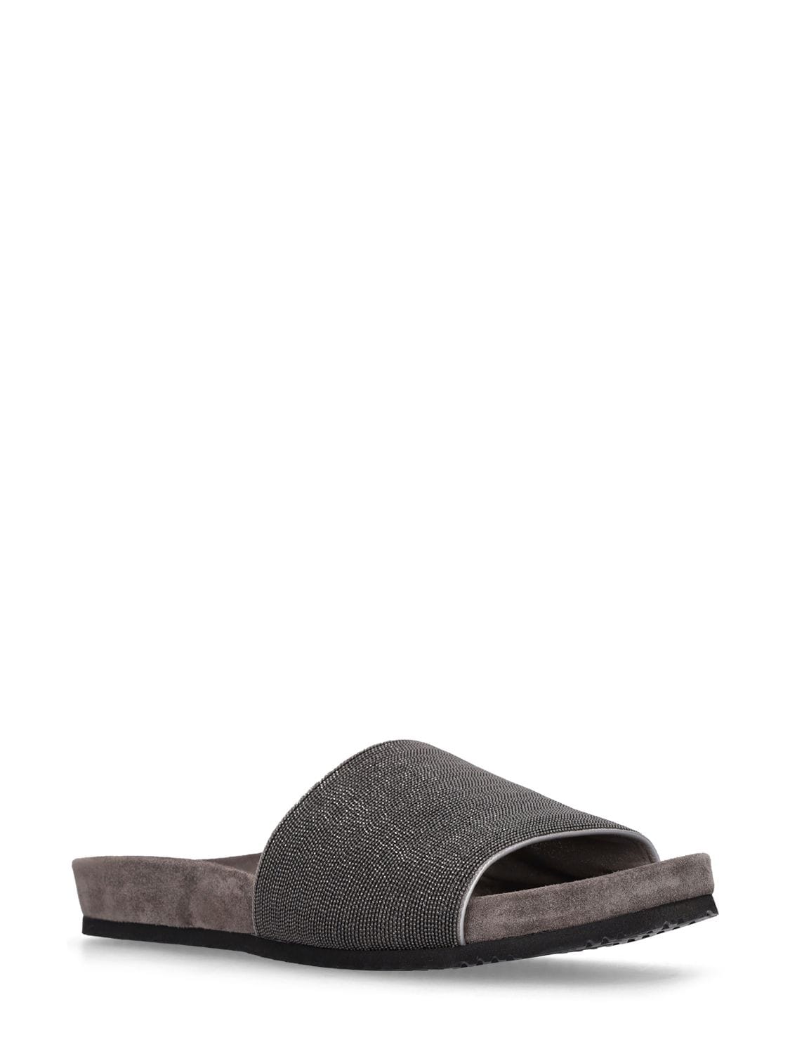Shop Brunello Cucinelli 20mm Leather Sandals In Grey