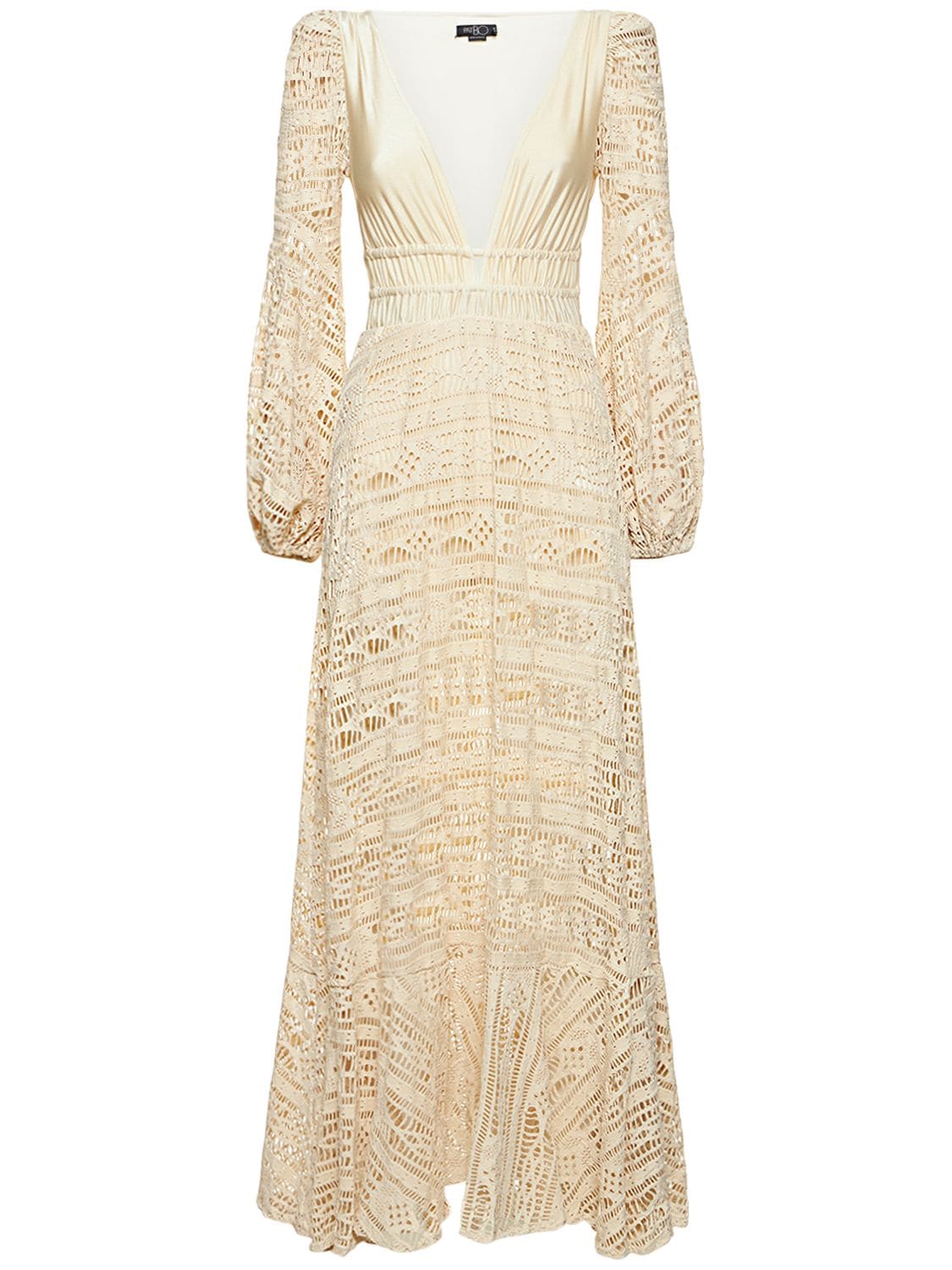 Patbo Crochet Deep V-neck Beach Dress In Ivory