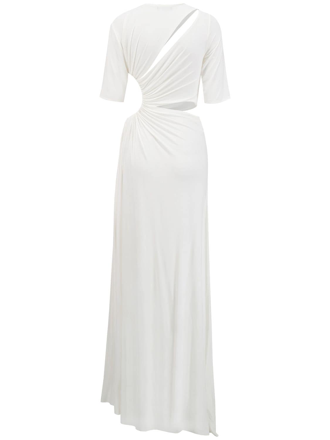 Sid Neigum Bamboo Gathered Jersey Cutout Long Dress In White