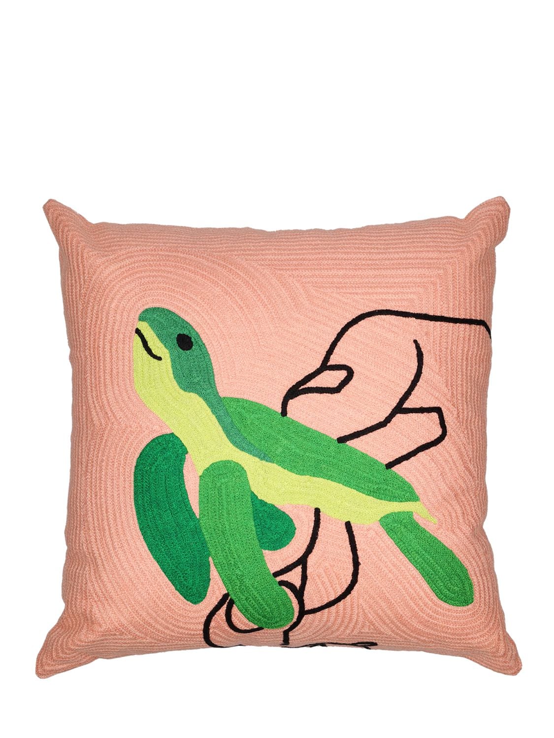 Dusen Dusen Turtle Cotton Canvas Cushion In Pink