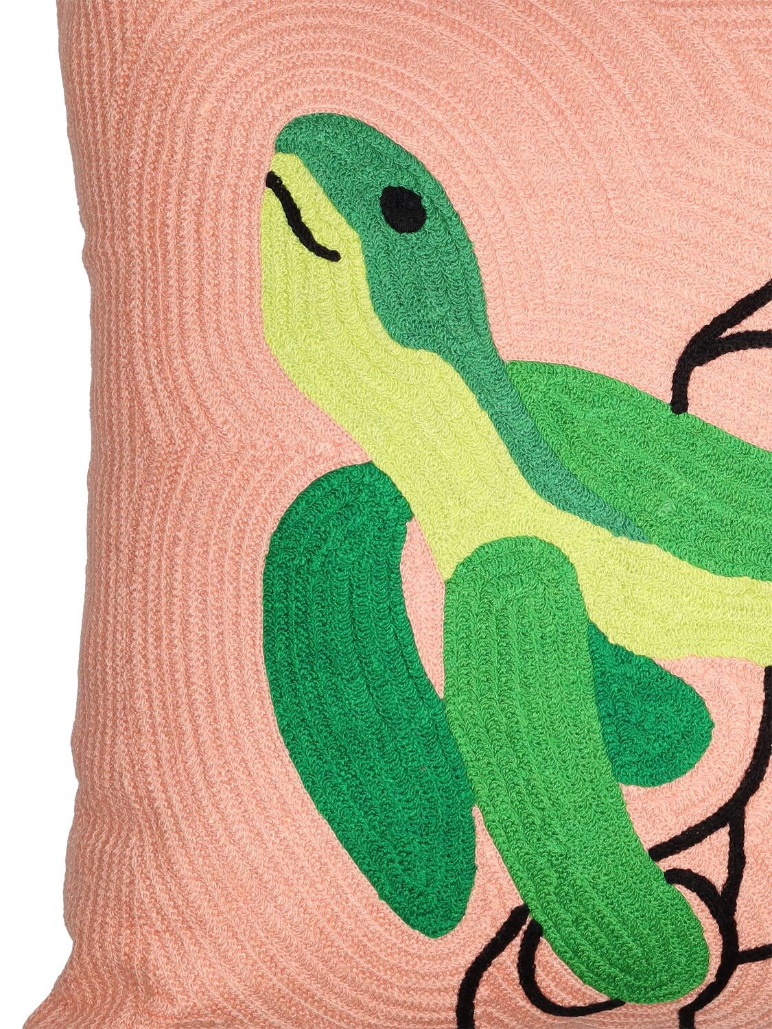 Shop Dusen Dusen Turtle Cotton Canvas Cushion In Multicolor