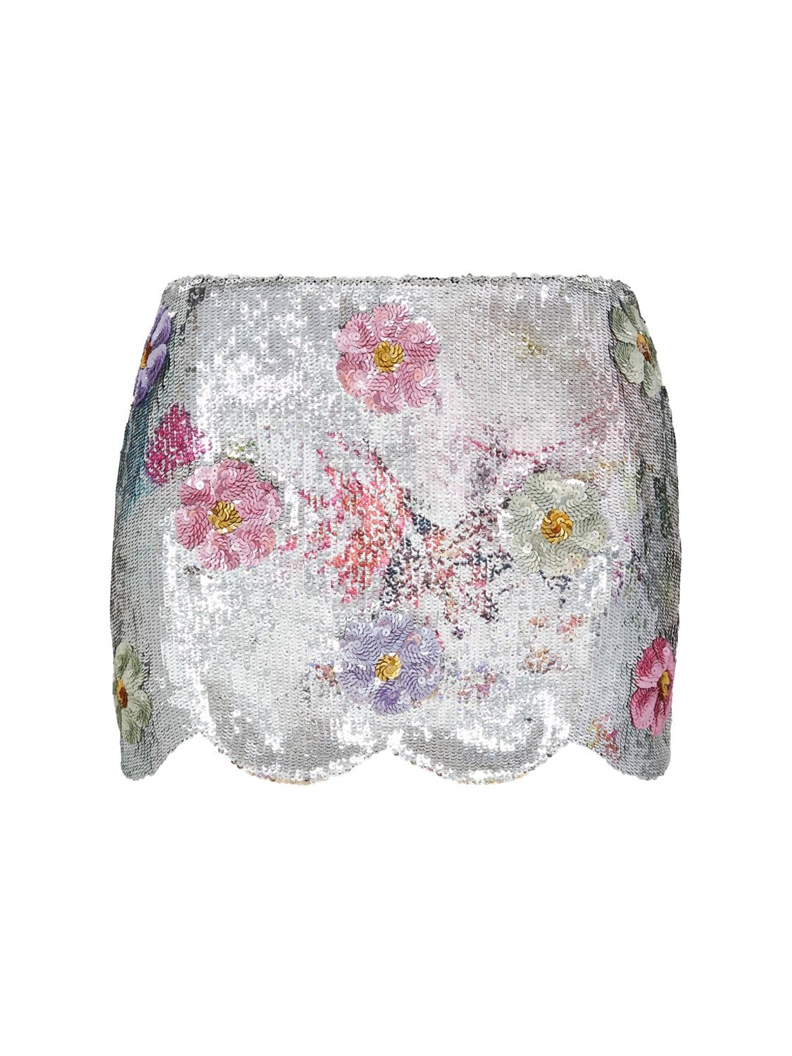 BRANDON MAXWELL The Nova Floral Sequined Silk Mini Skirt