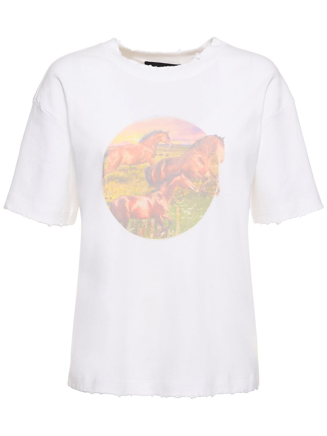 BRANDON MAXWELL The Dorothy Horses Print Jersey T-shirt