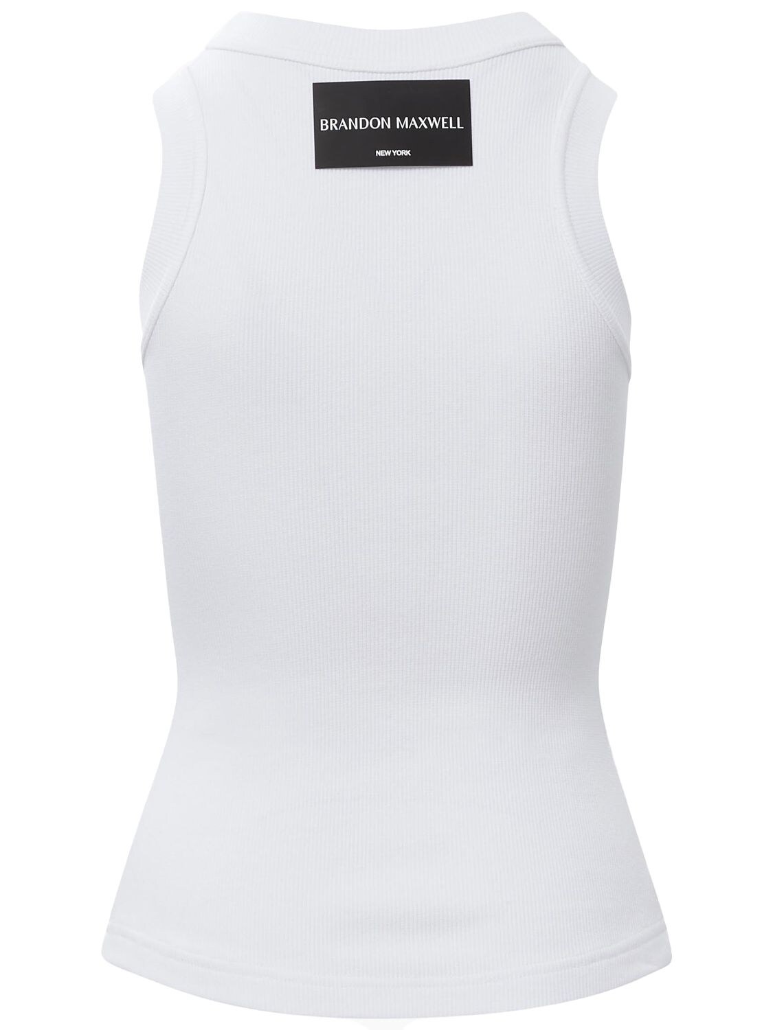 Shop Brandon Maxwell The Jane Ribbed Jersey Tank Top In White