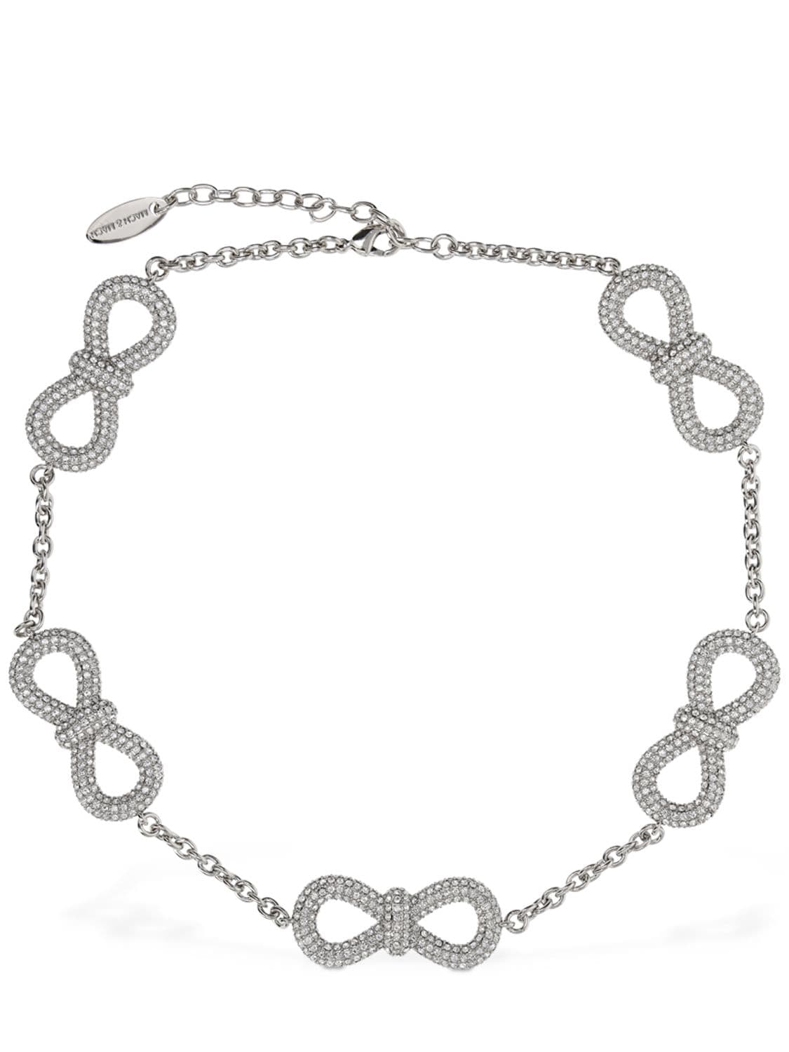 MACH & MACH Multiple Crystal Bow Collar Necklace