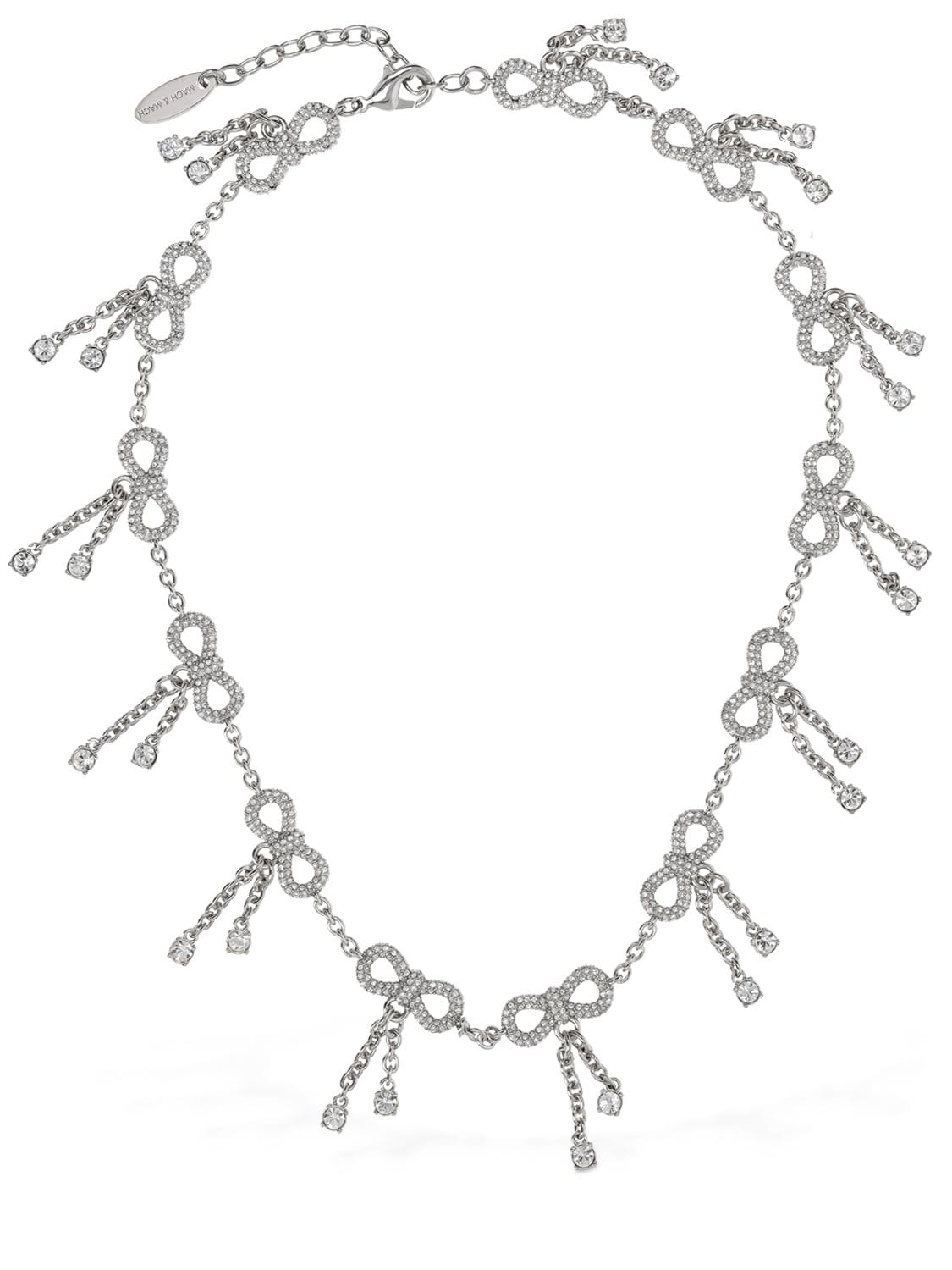 MACH & MACH Chain Crystal Bow Collar Necklace