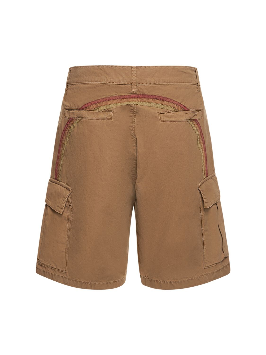 Sundek Striped Cotton Poplin Cargo Shorts In Khaki