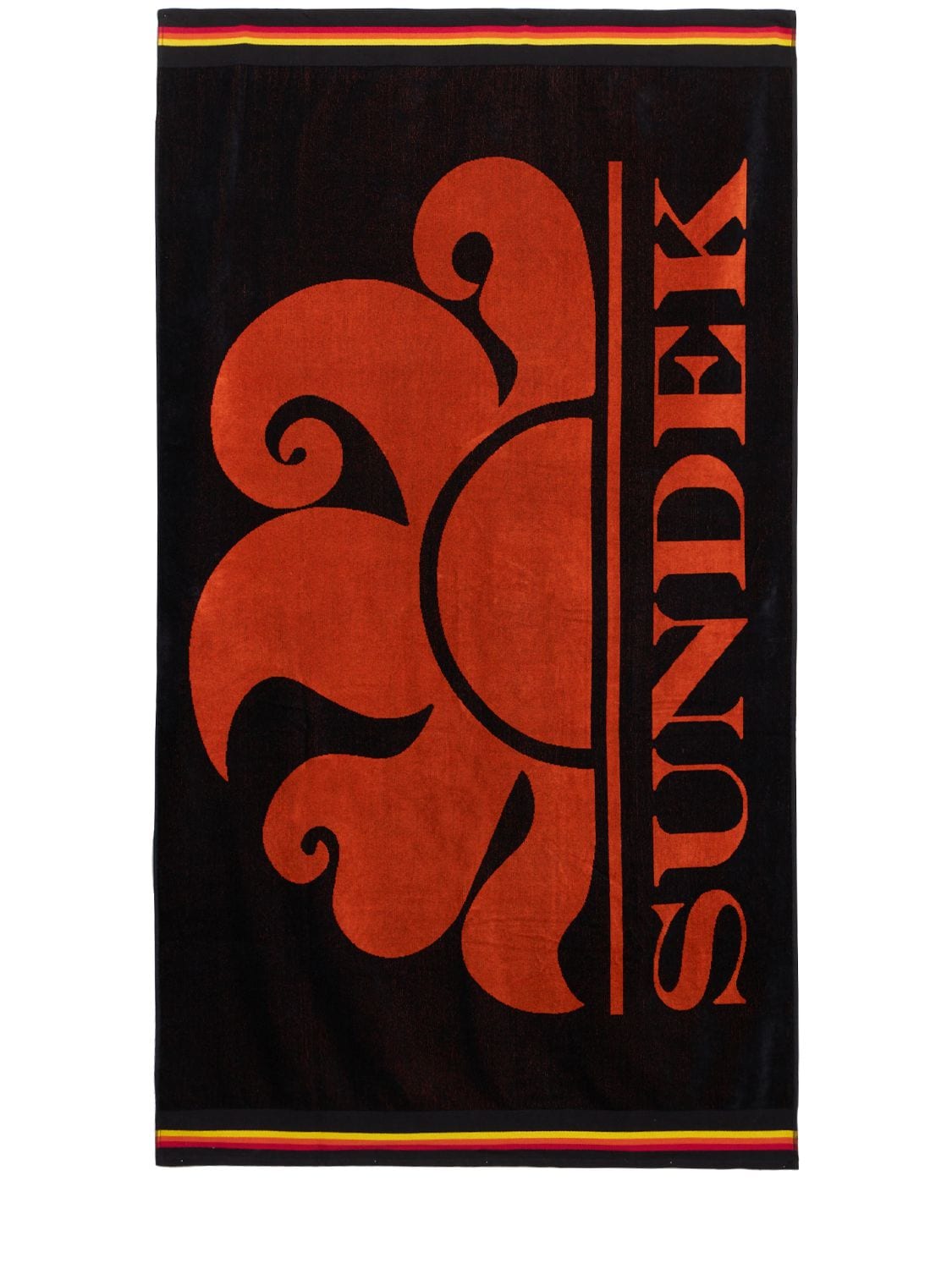 Sundek Logo Jacquard Cotton Terry Beach Towel In Black,orange