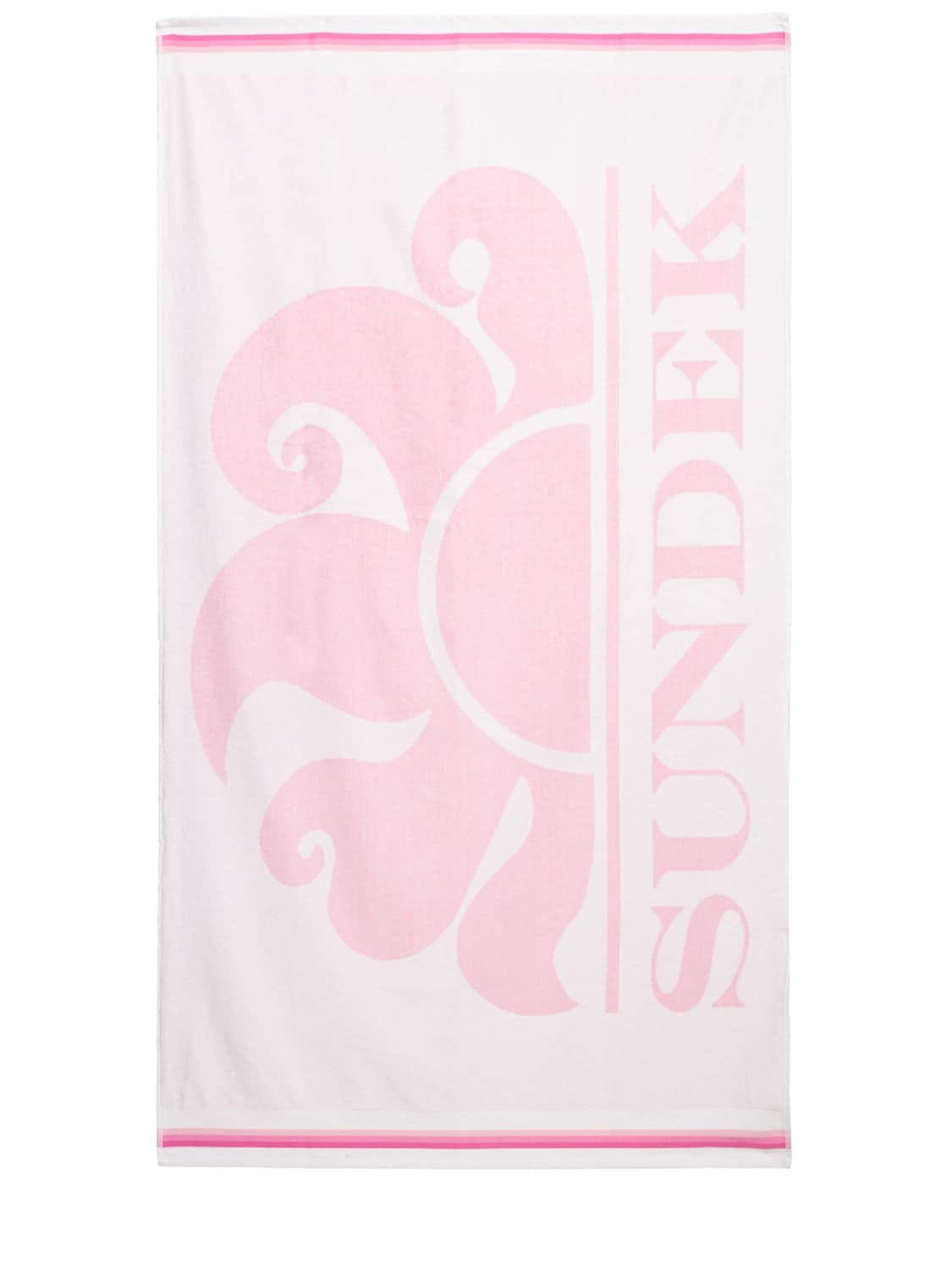 Sundek Logo Jacquard Cotton Terry Beach Towel In White,pink