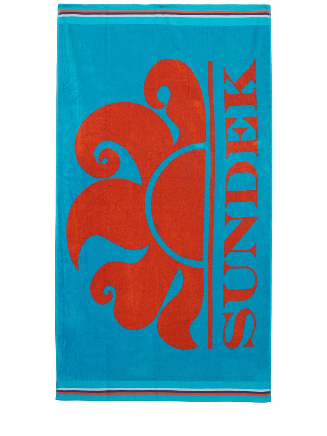 Sundek Logo Jacquard Cotton Terry Beach Towel In Blue,orange