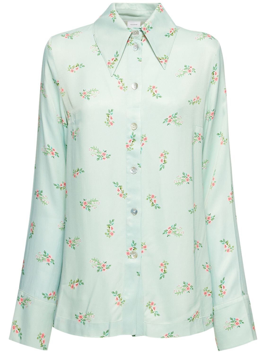 Blossom Printed Viscose Shirt – WOMEN > CLOTHING > SHIRTS