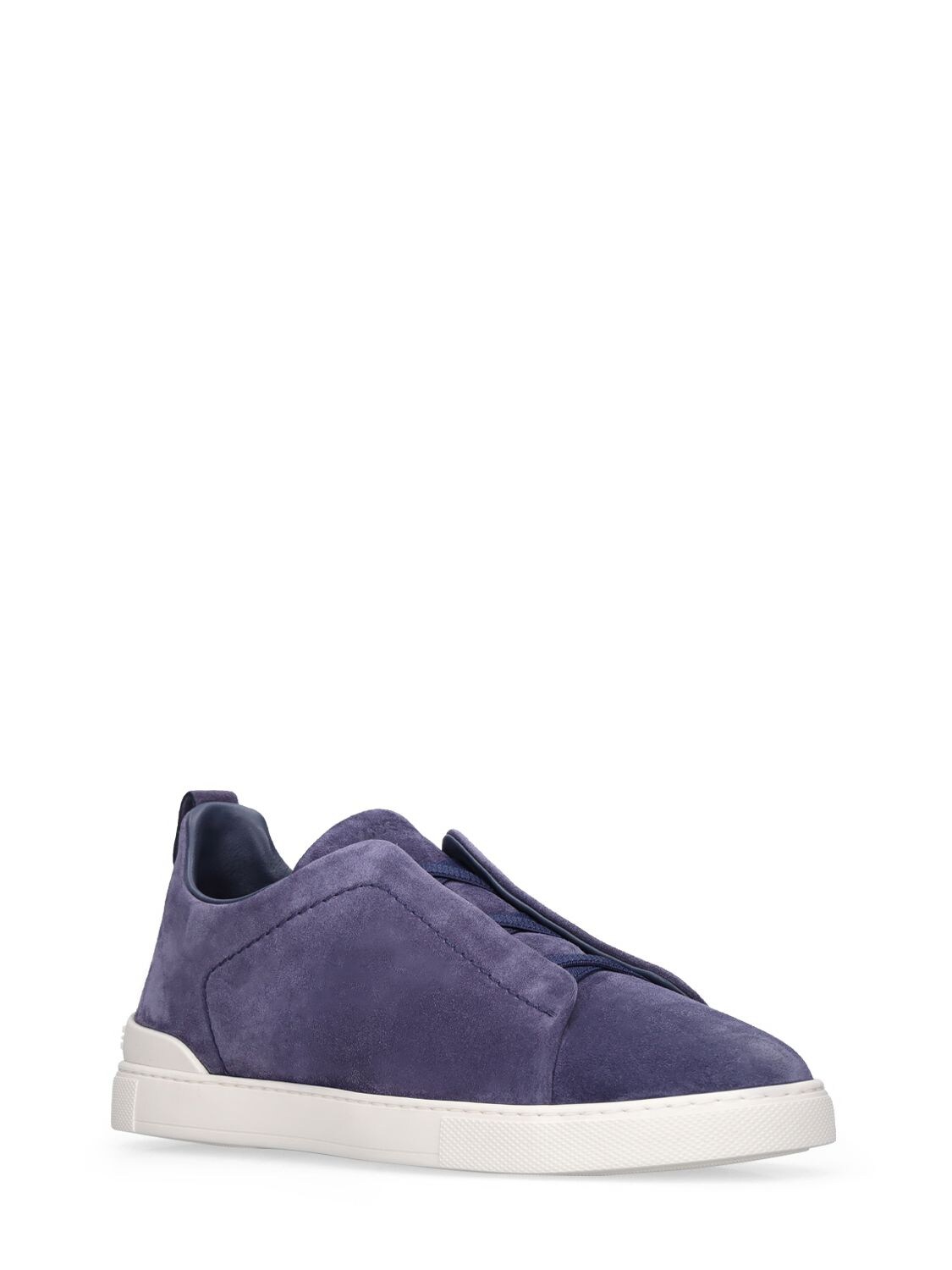 Shop Zegna Triple Stitch Leather Low-top Sneakers In Blue
