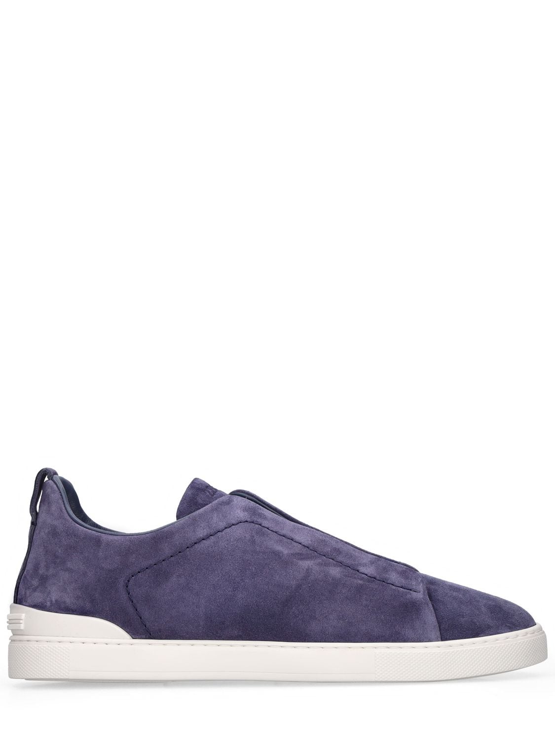 Zegna Triple Stitch Leather Low-top Sneakers In Blue