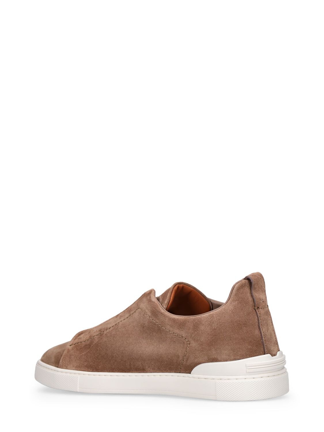 Shop Zegna Triple Stitch Leather Low-top Sneakers In Beige