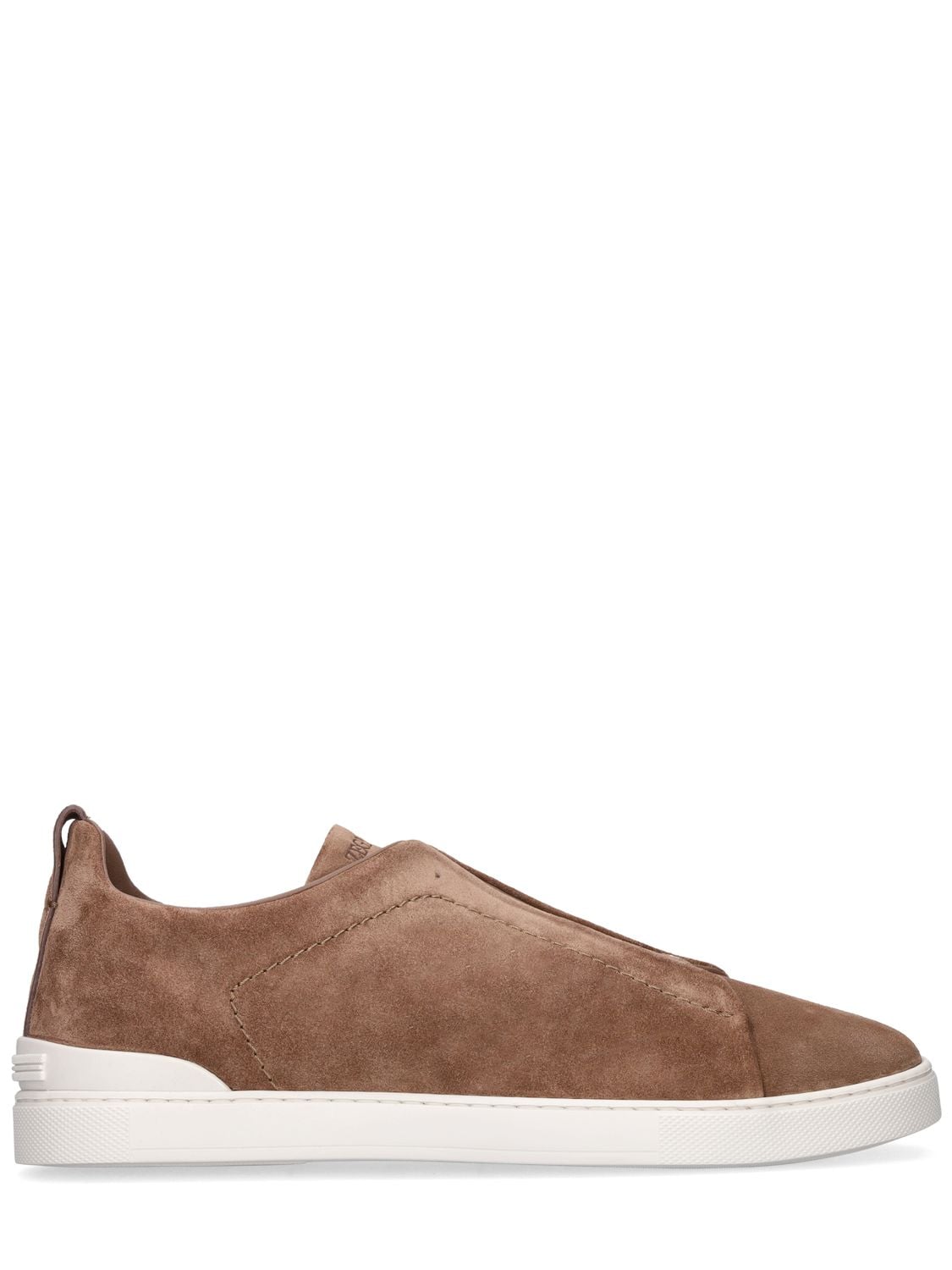 Zegna Triple Stitch Leather Low-top Sneakers In Beige