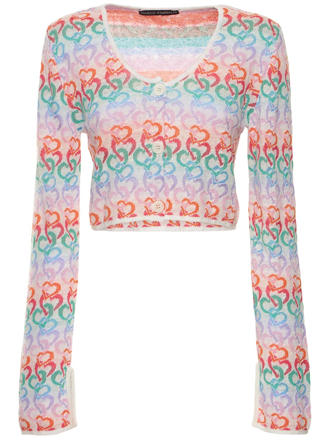 Marco Rambaldi Embroidered Linen Blend Cardigan In Multicolor
