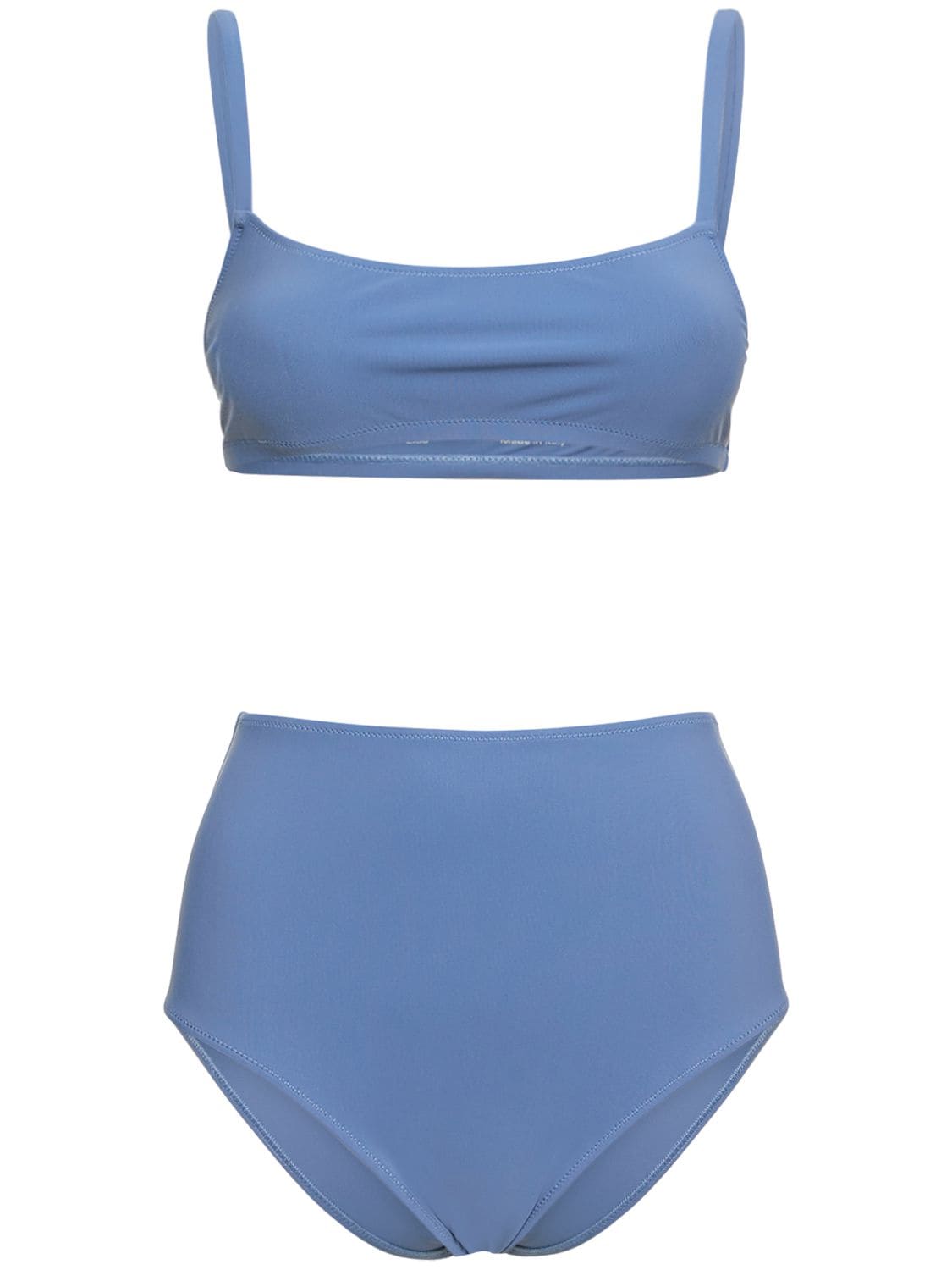 Shop Lido Undici Bralette & High Rise Bikini In Mid Blue