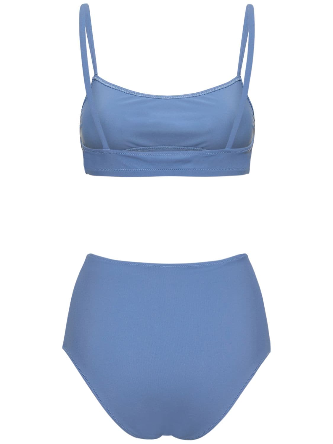 Shop Lido Undici Bralette & High Rise Bikini In Mid Blue