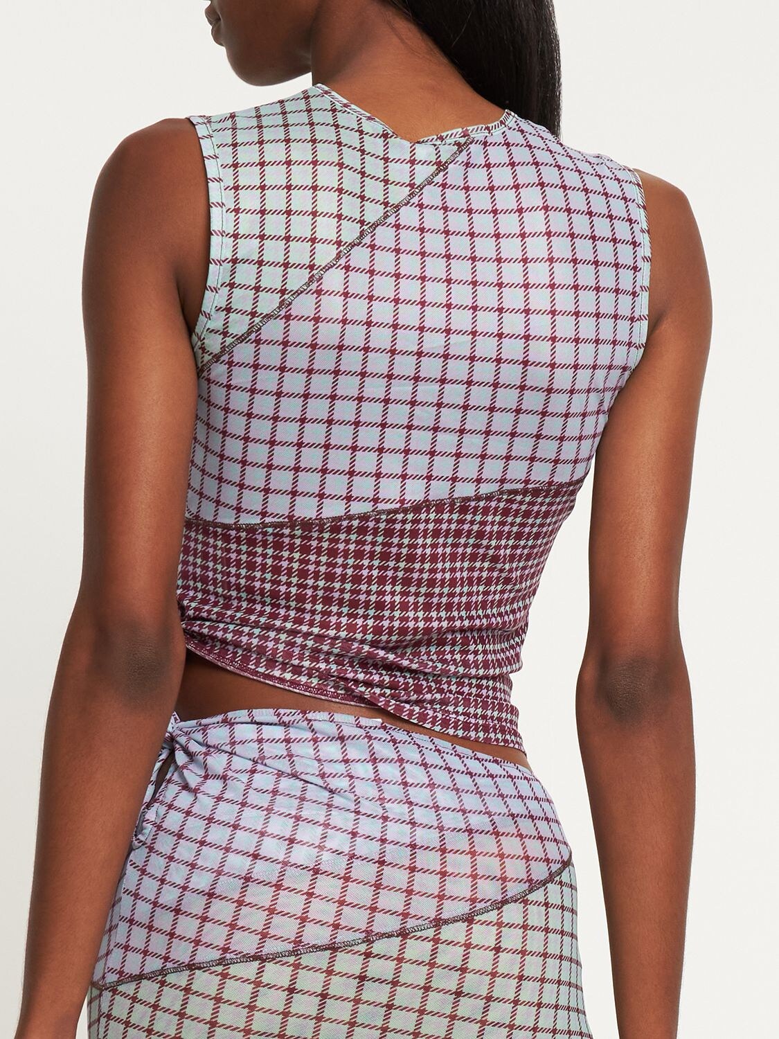 Shop Miaou Sienna Printed Mesh Top In Multicolor