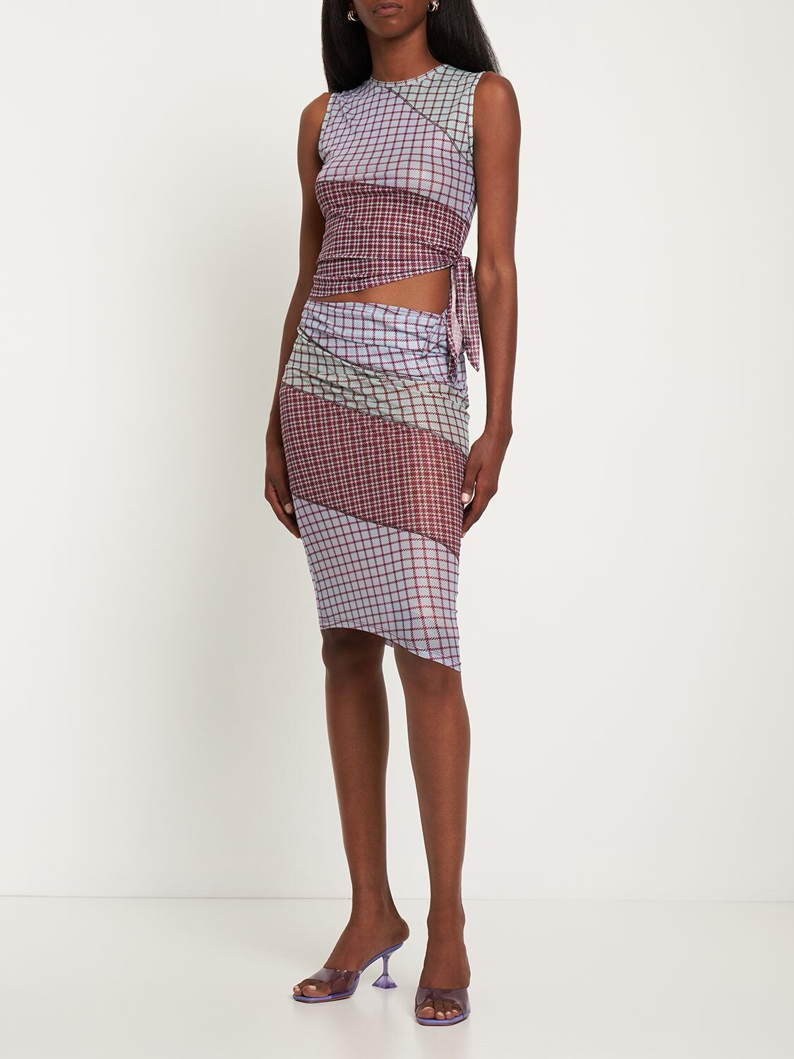 Shop Miaou Sienna Printed Mesh Top In Multicolor