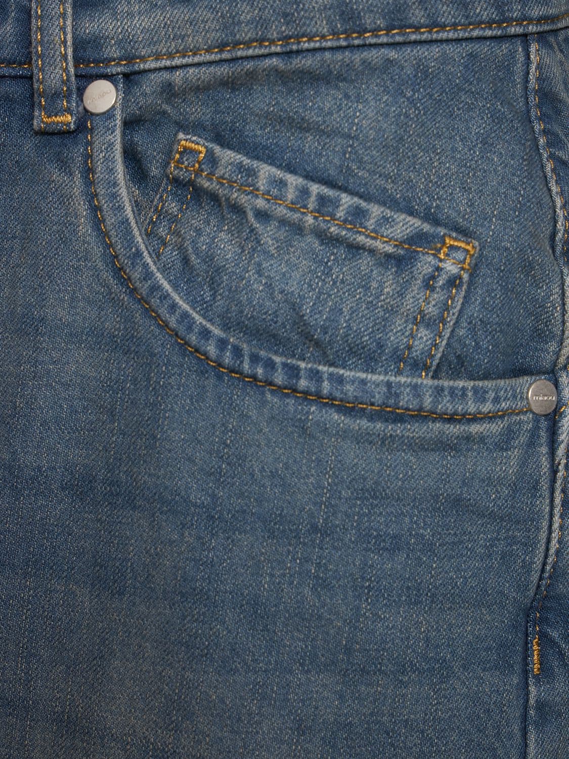 Shop Miaou Echo Cotton Denim Low Rise Jeans In Blue