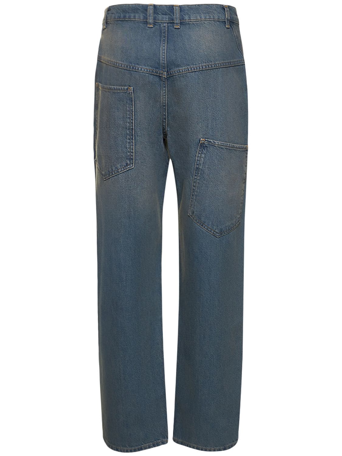 Shop Miaou Echo Cotton Denim Low Rise Jeans In Blue