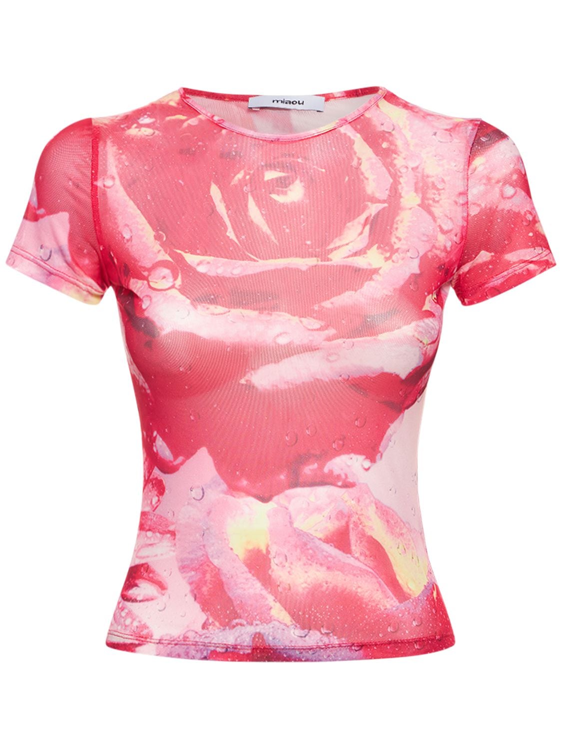 t-shirt court en mesh imprimé floral