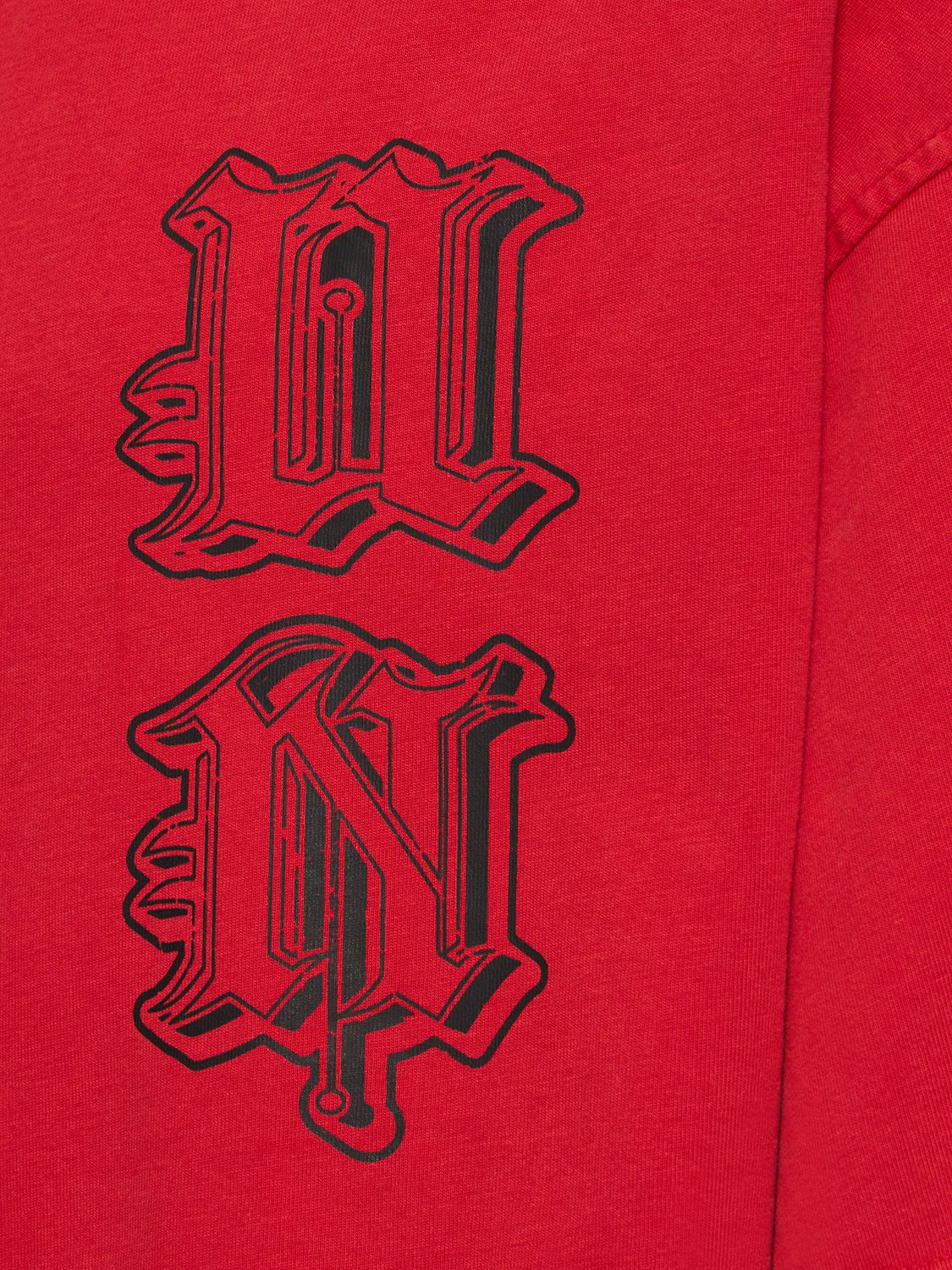 Shop Unknown Cross & Dagger Structured Cotton Hoodie In Red,multi