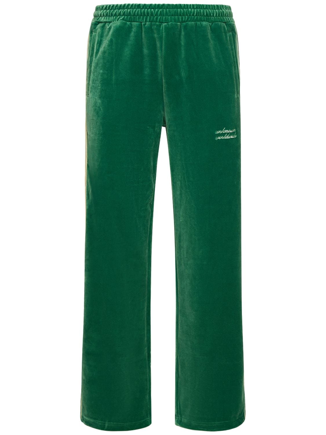 Unknown Velour Track Trousers In Green | ModeSens