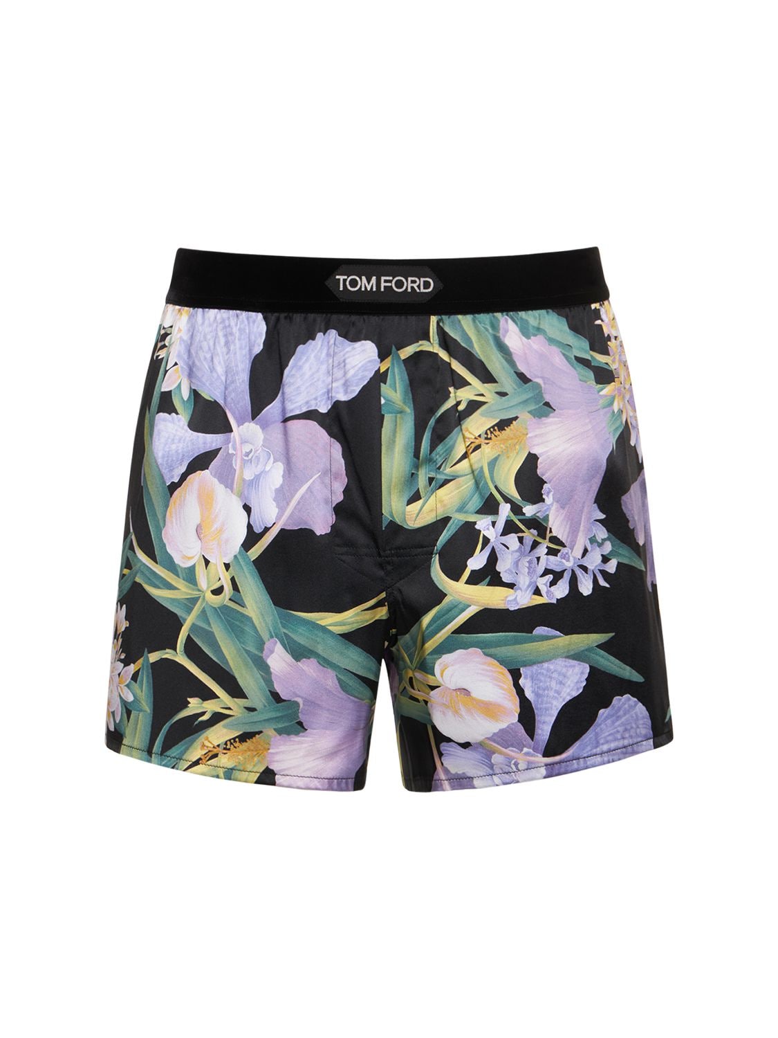 Tom Ford Bold Orchid Printed Silk Boxer Shorts In Lavender