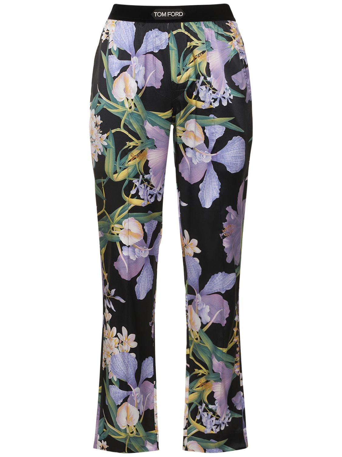 Tom Ford Bold Orchid Printed Silk Pajama Pants In Lavender
