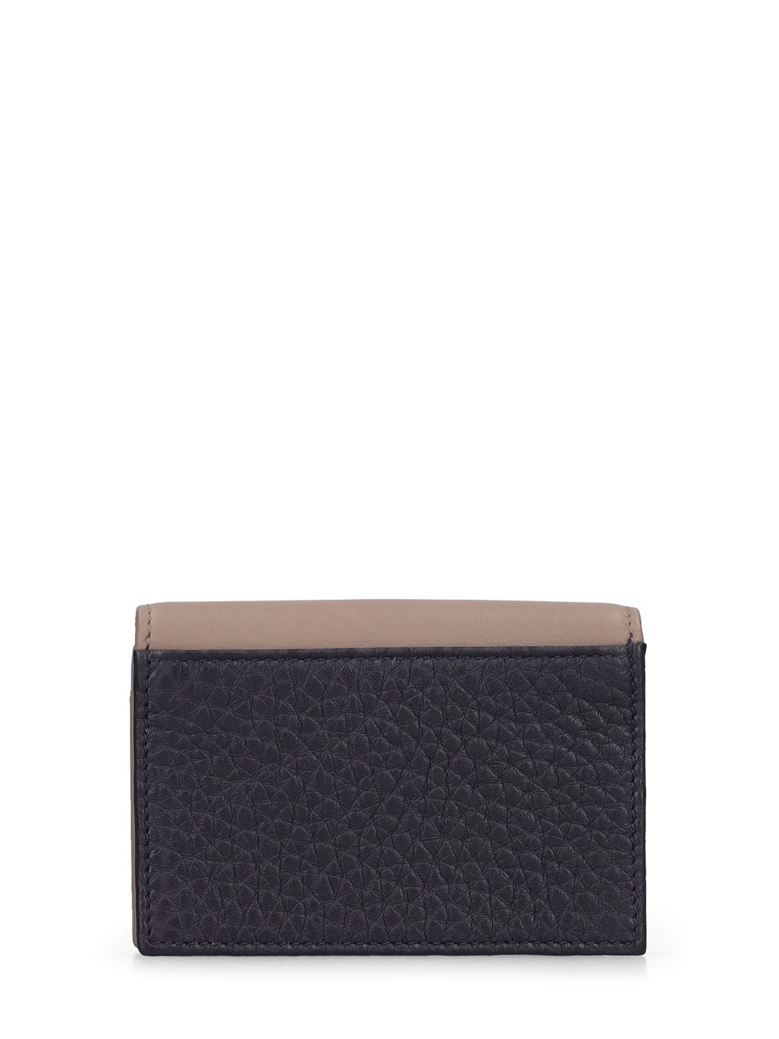 Shop Giorgio Armani Two Tone Card Holder In Blue,brown