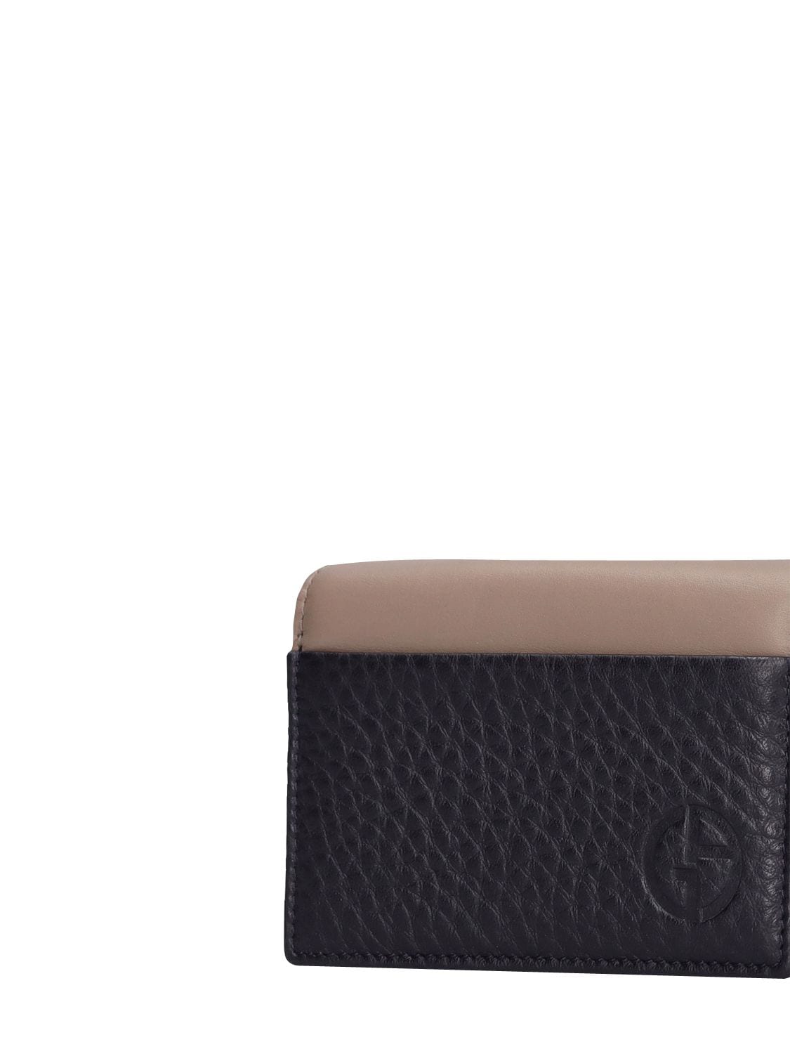 Shop Giorgio Armani Two Tone Card Holder In Blue,brown