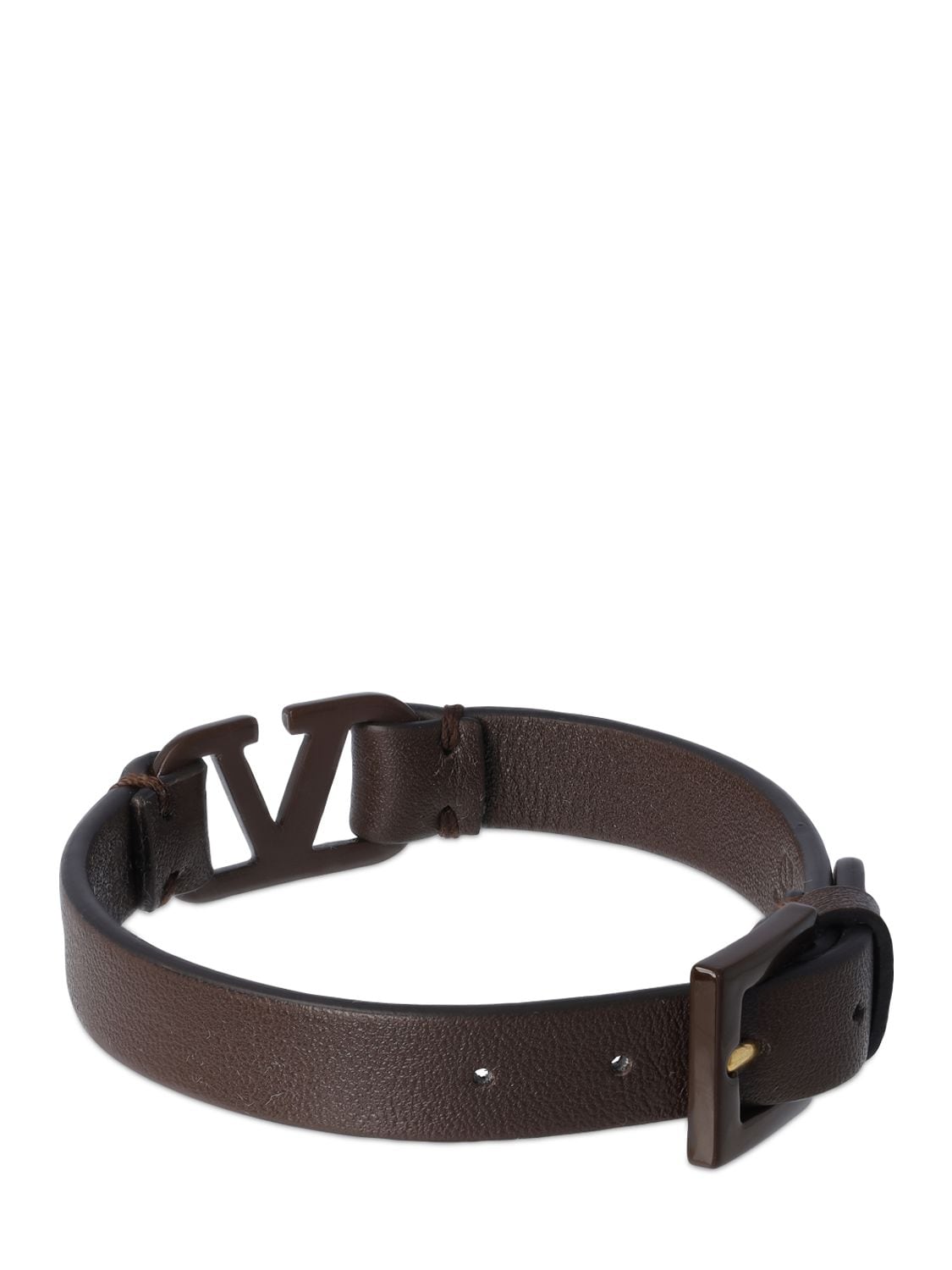 Shop Valentino Tone-on-tone V Logo Leather Bracelet In Fondant