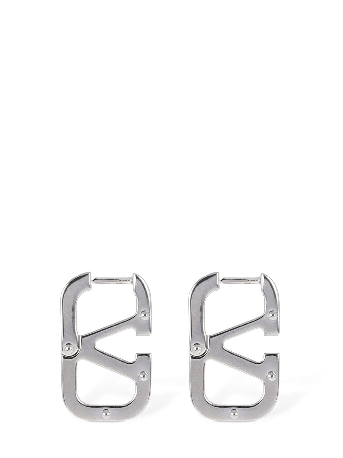 Valentino Garavani V Logo Type Earrings In Silver